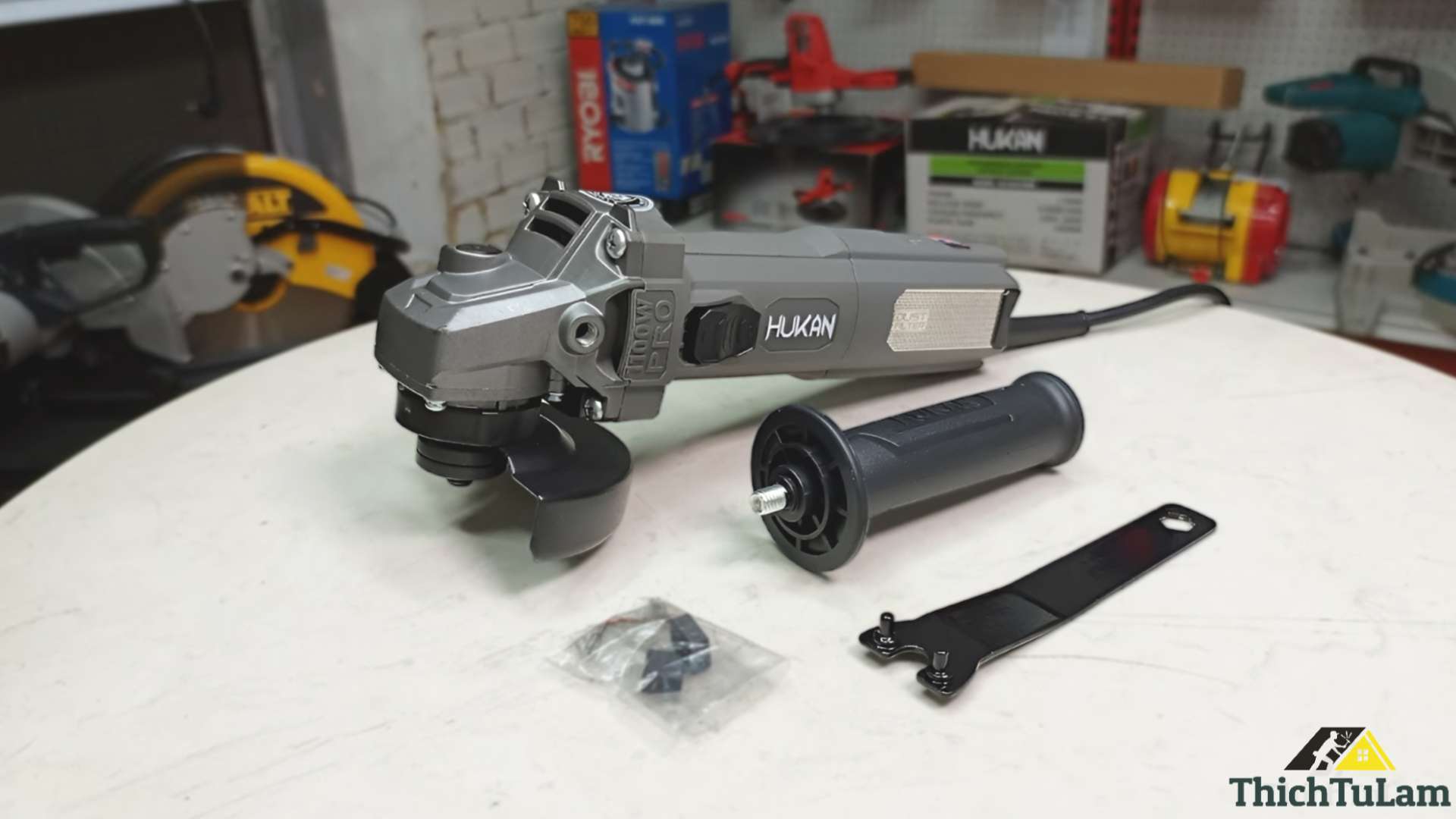 Máy mài góc công tắc trượt 100mm 1100W Hukan HKG2-AG51100PRO