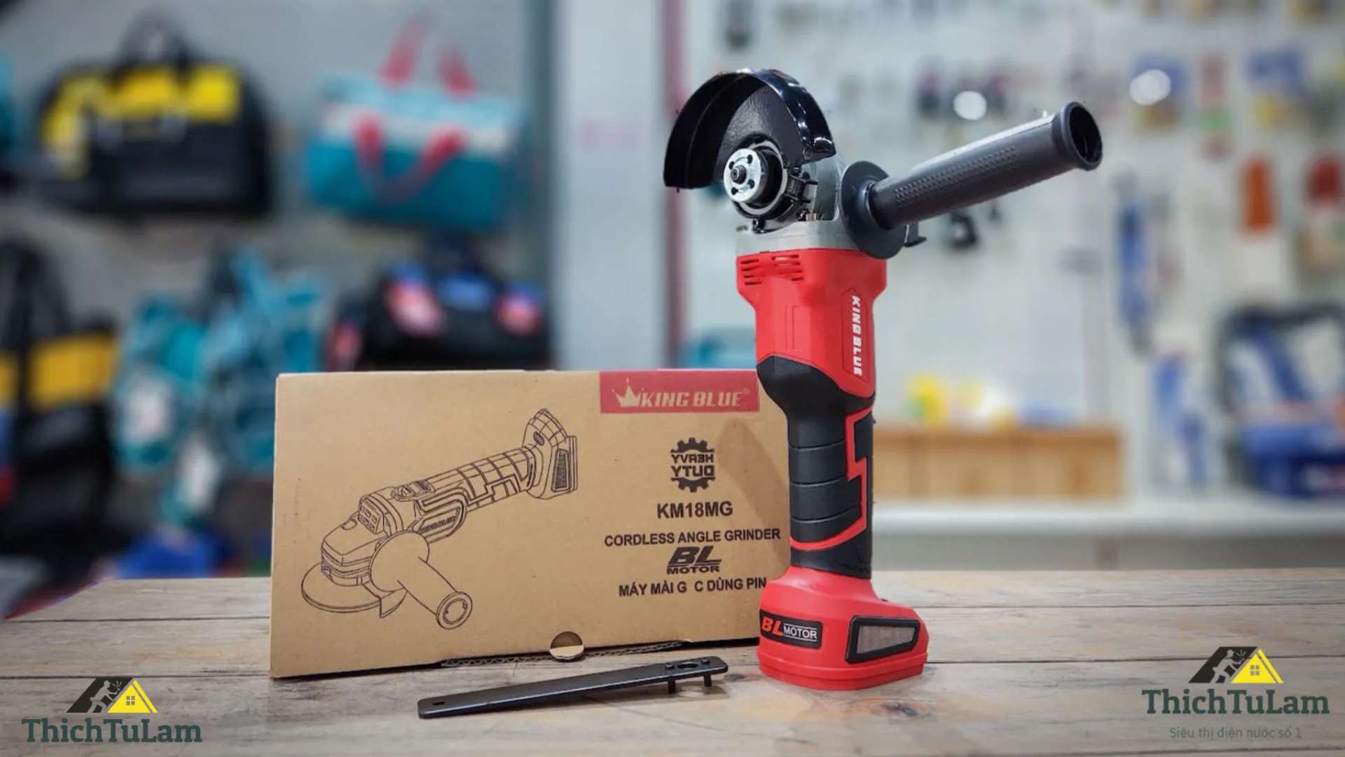Thân máy mài góc pin 18V Kingblue KM18MG đĩa 100mm (Chân pin Makita)