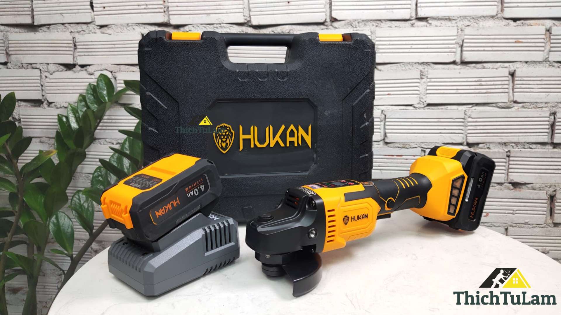 Máy mài pin (Bộ 2 pin 4.0, 1 sạc 2A) Hukan HK-AG8300BL.2