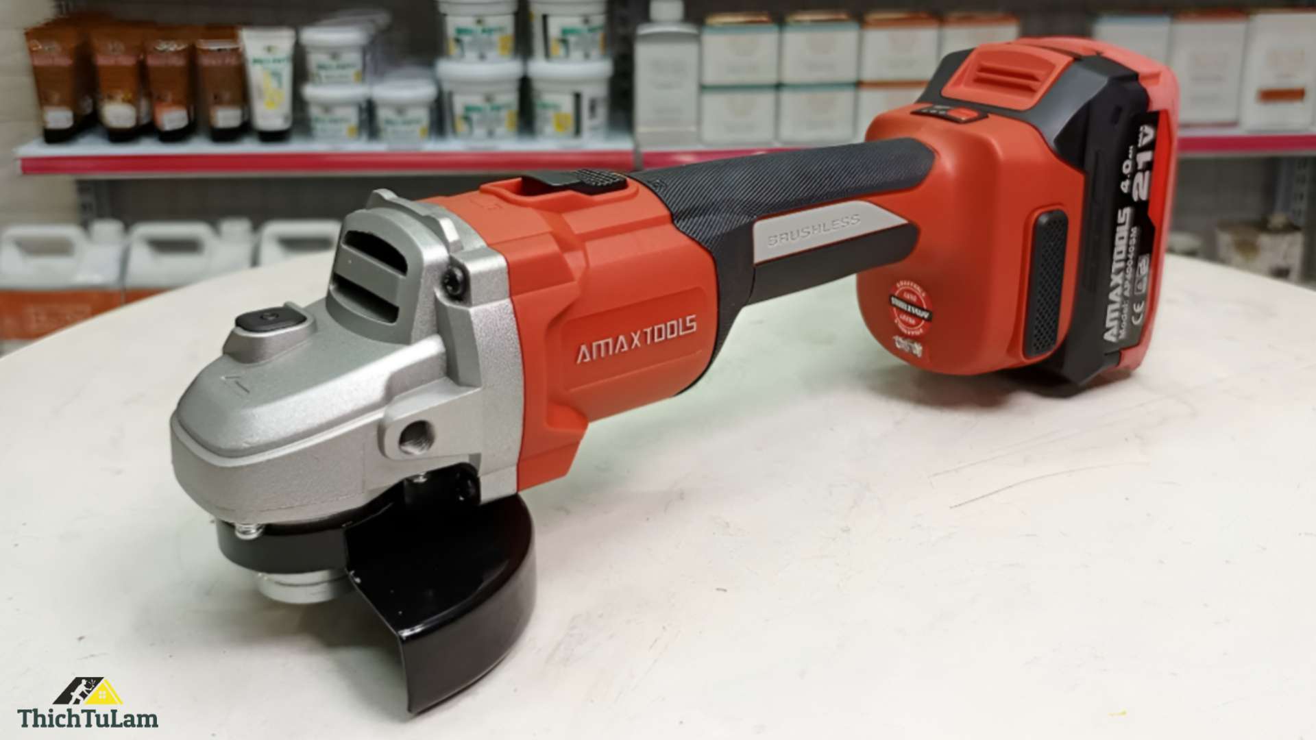 Máy mài góc pin M21 đĩa 100mm công tắc trượt (Bộ 1 pin, 1 sạc 3.5Ampe) Amaxtools AM100SM.1