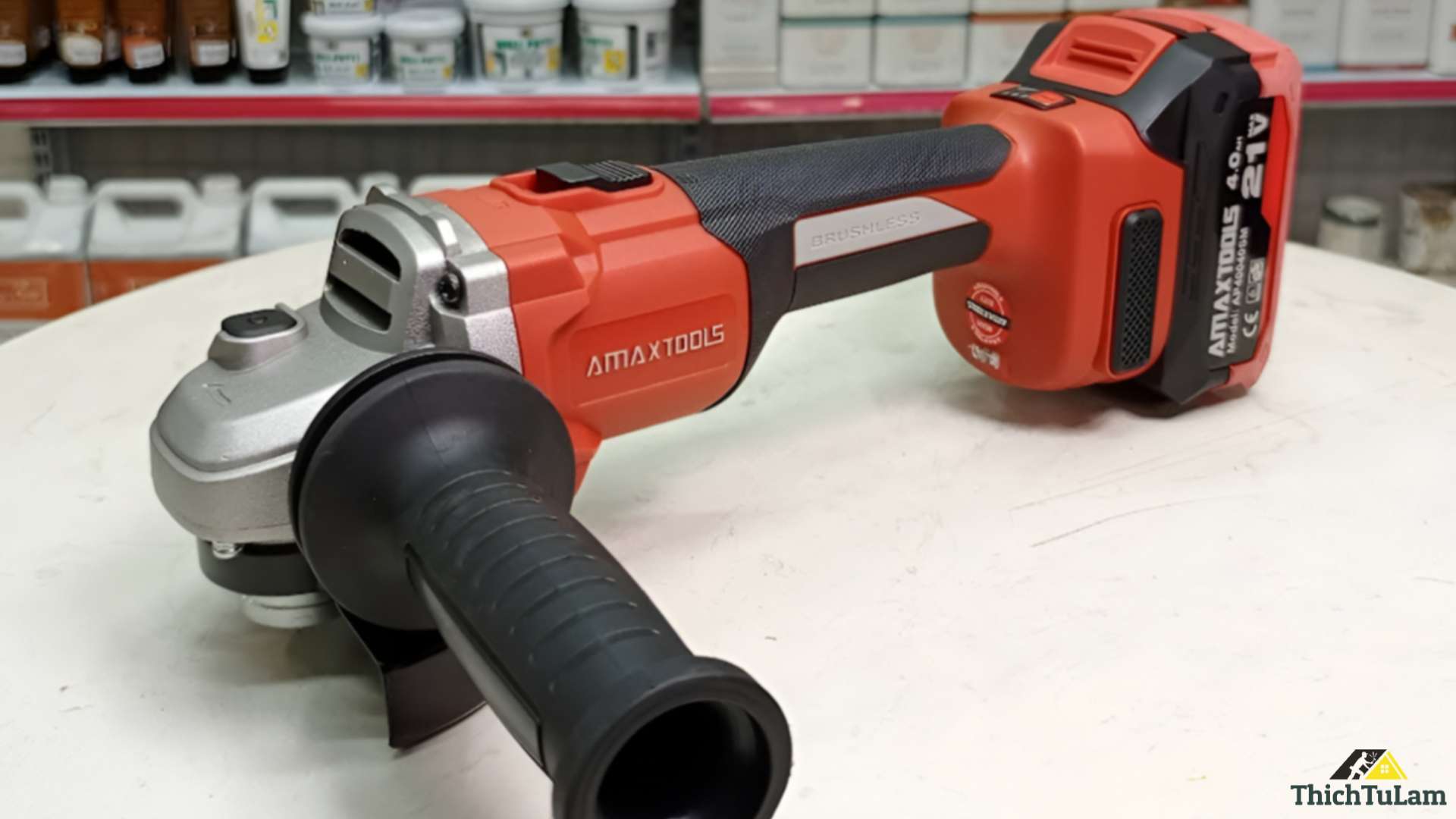 Máy mài góc pin M21 đĩa 100mm công tắc trượt (Bộ 1 pin, 1 sạc 3.5Ampe) Amaxtools AM100SM.1