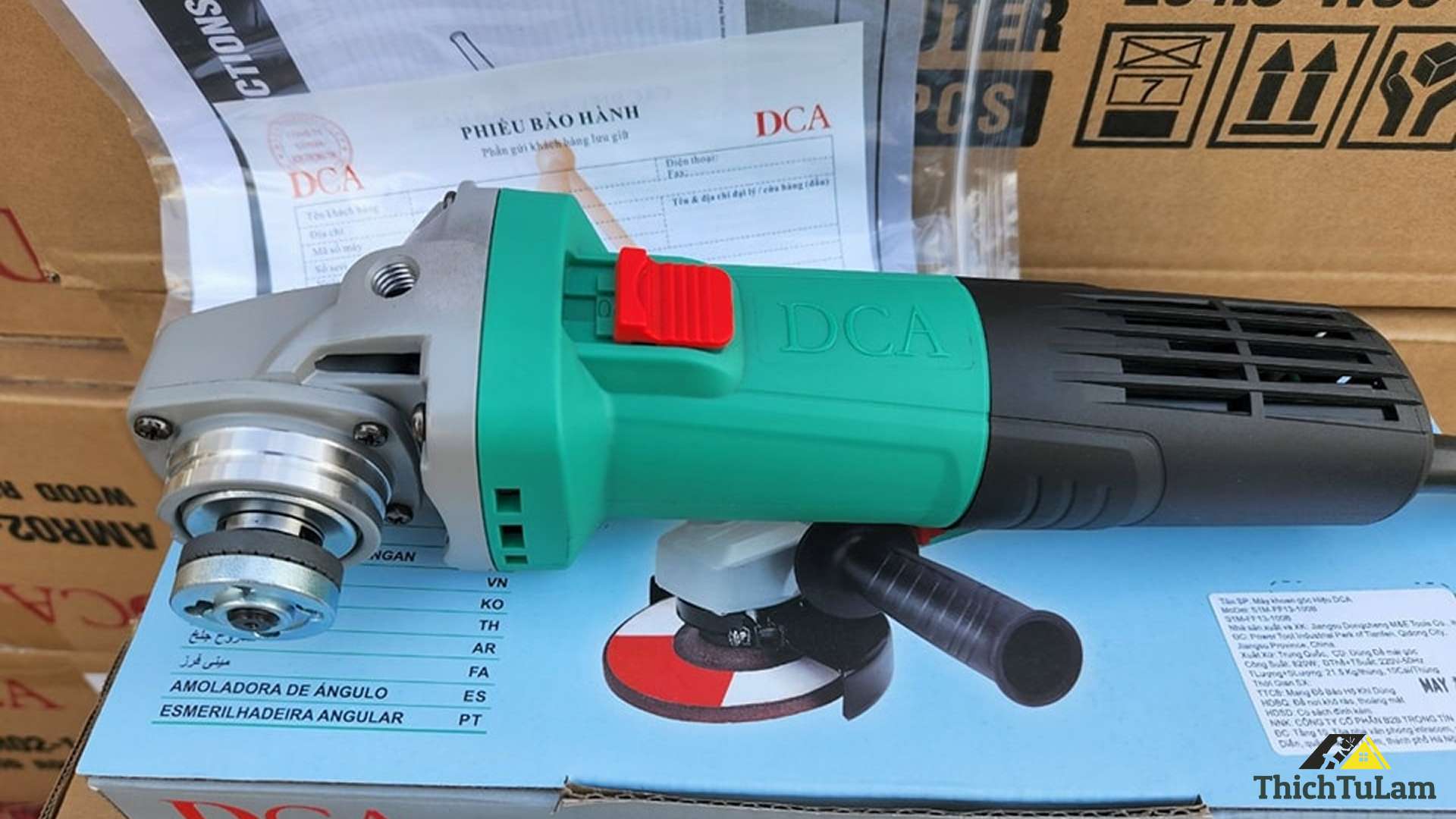 MÁY MÀI GÓC THÂN NHỎ 100MM 820W DCA ASM13-100 CÔNG TẮC ĐUÔI