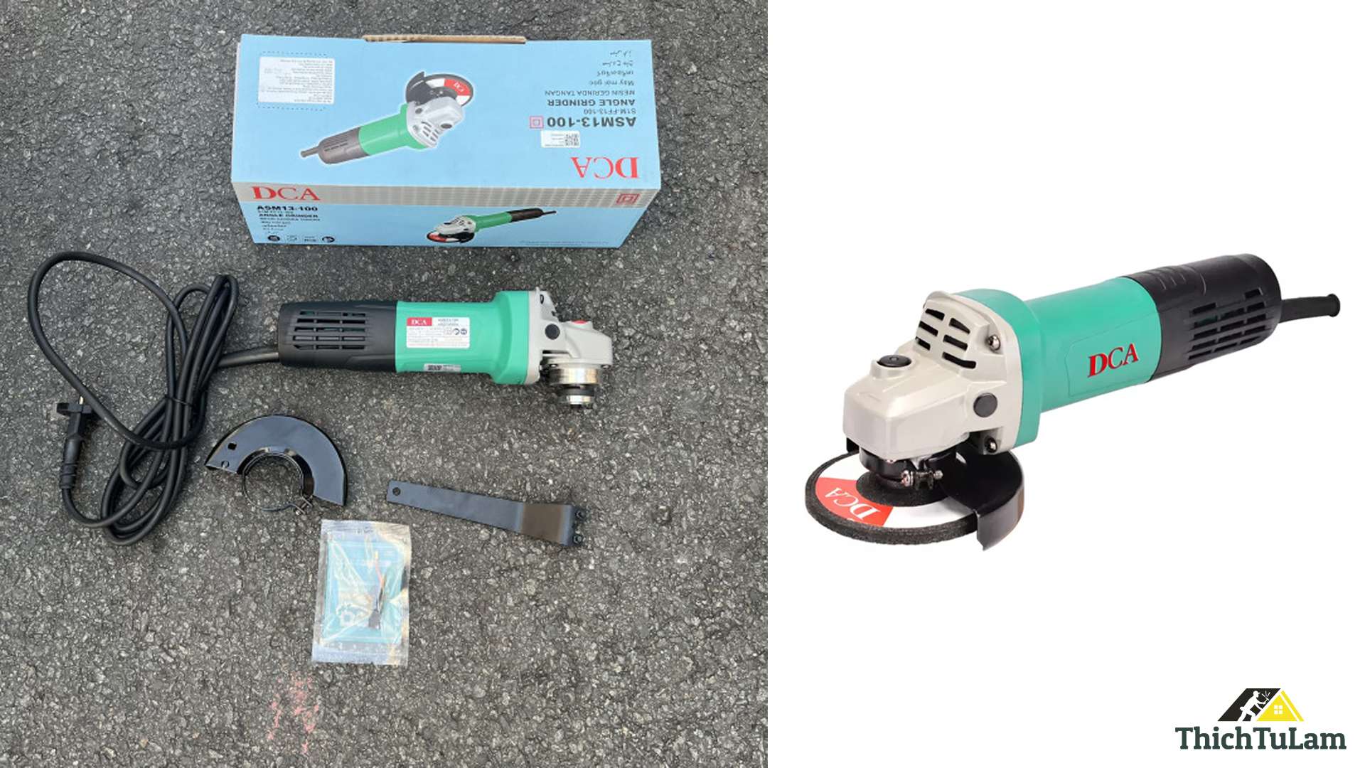 MÁY MÀI GÓC THÂN NHỎ 100MM 820W DCA ASM13-100 CÔNG TẮC ĐUÔI