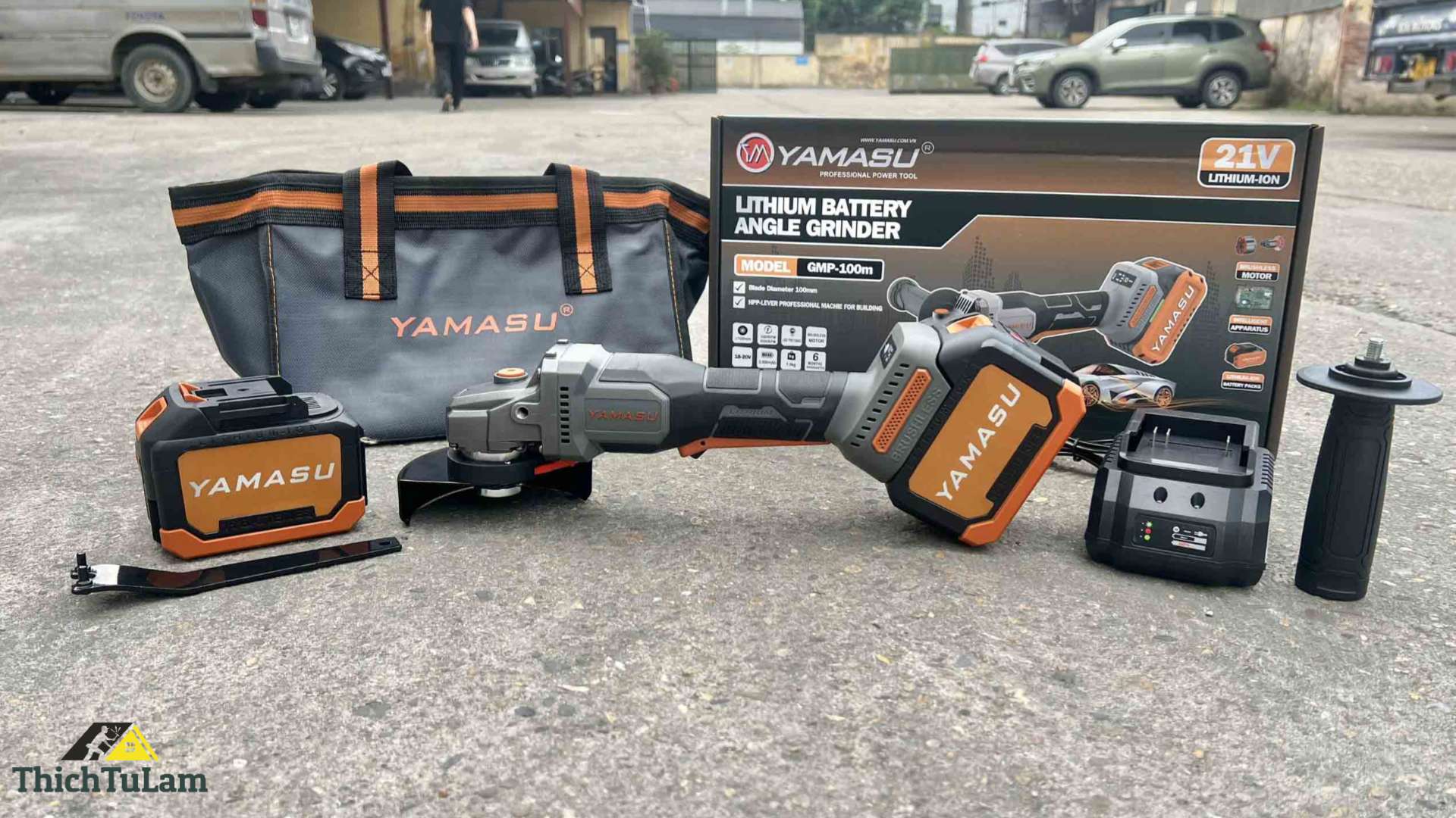 MÁY MÀI góc pin GPM-100M PIN 21V CÔNG TẮC BÓP