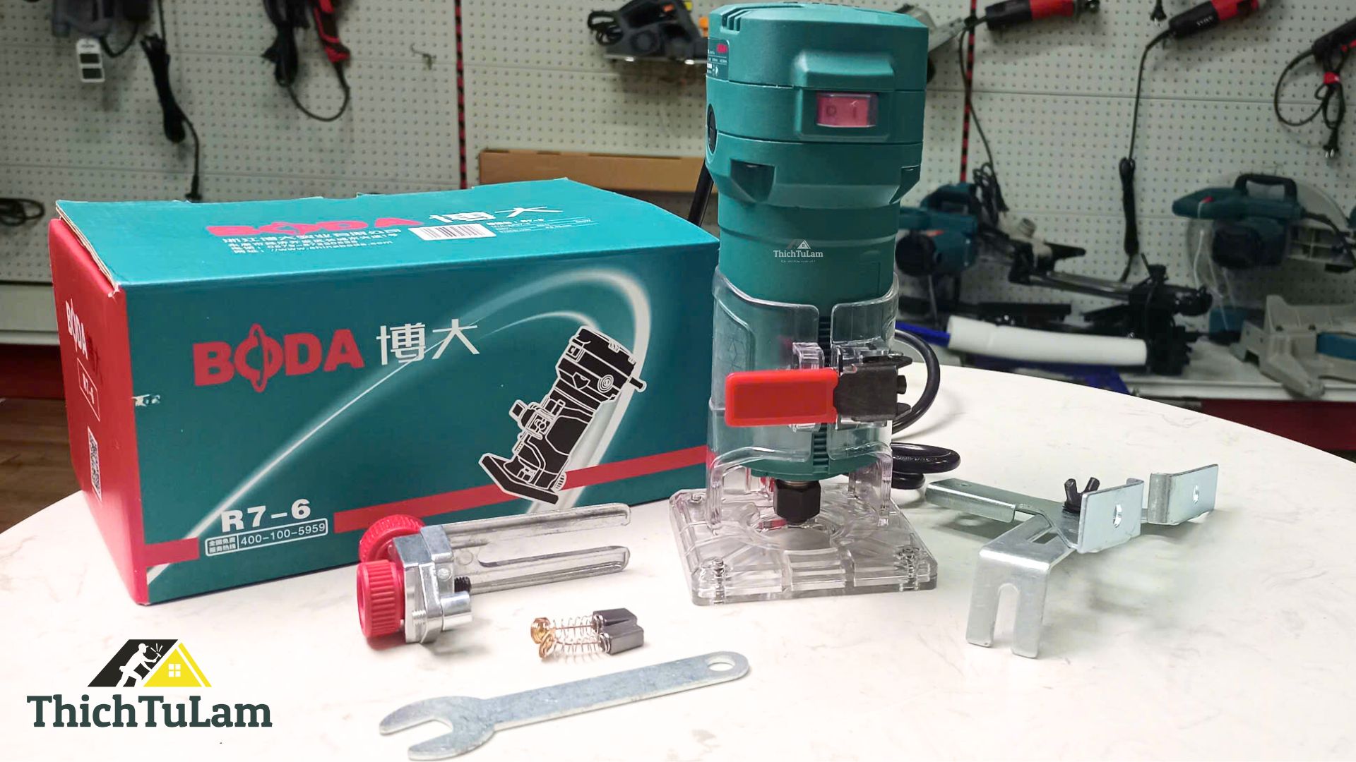 Máy phay đánh cạnh gỗ công suất 600W cốt 6.35mm BODA R7-6