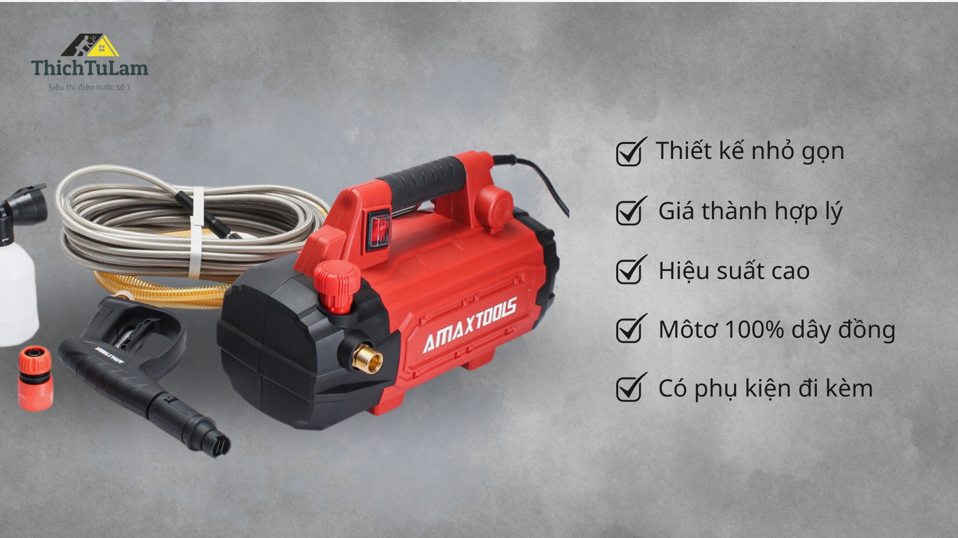 Máy rửa xe cao áp 2450W 160bar Amaxtools ARX2450Tv