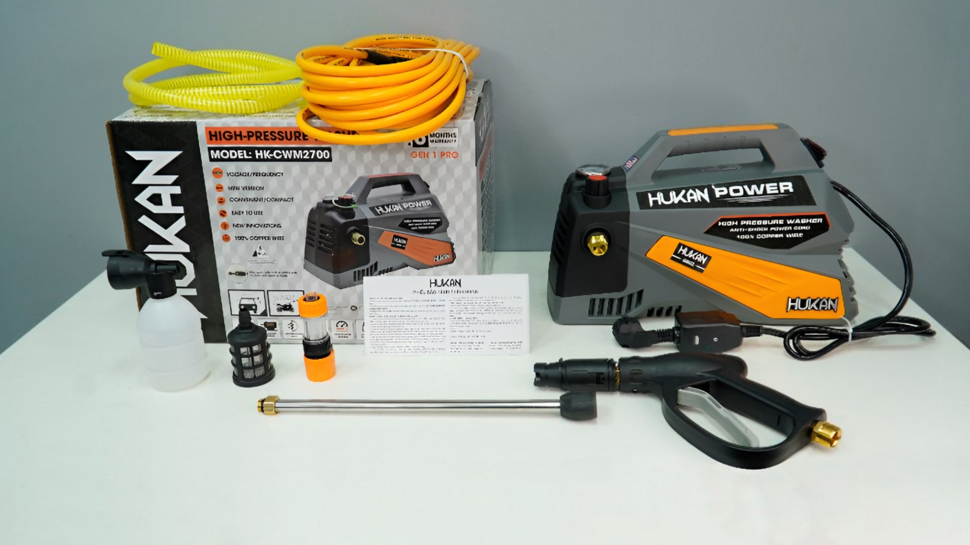 Máy rửa xe Hukan có chỉnh áp chống giật HK-CWM2700-CG