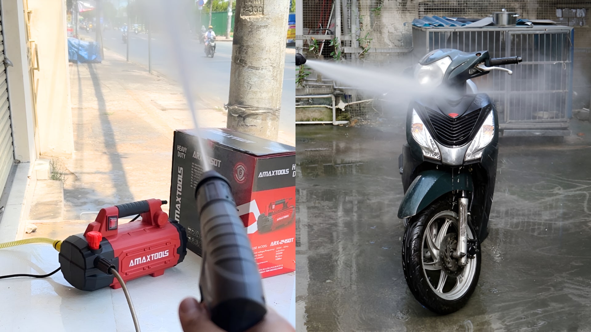 Máy Rửa Xe Máy Áp Lực Cao Amaxtools
