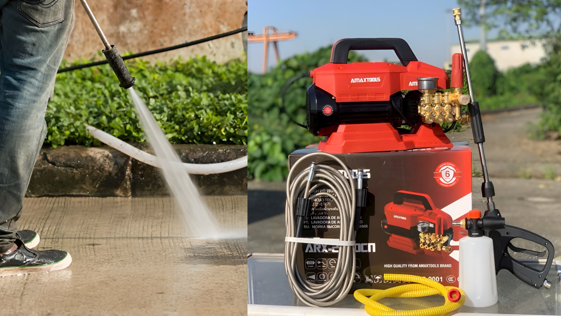 Máy Rửa Xe Máy Áp Lực Cao Amaxtools