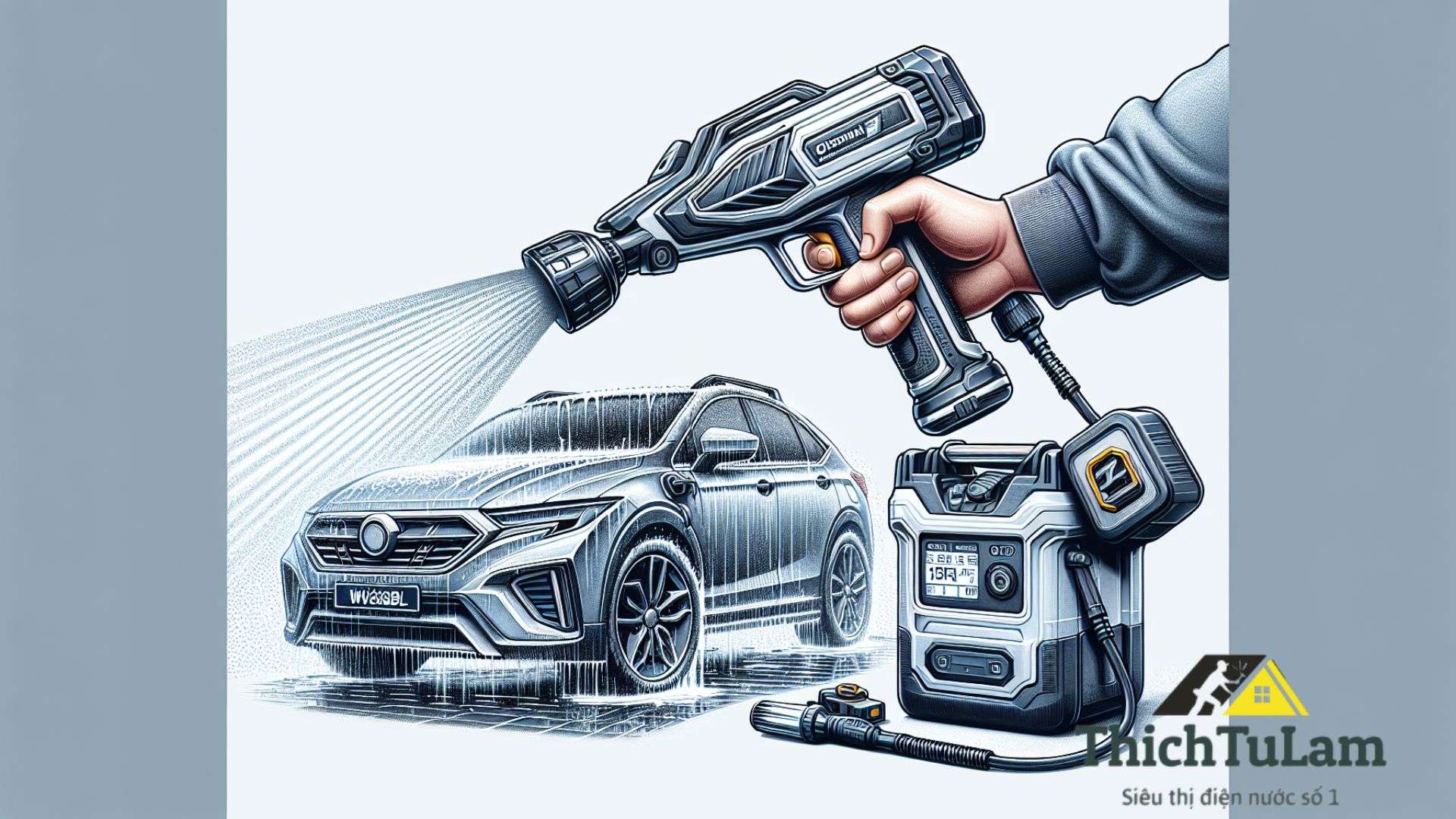 Máy Rửa Xe Pin HUKAN HK-PW3828BL