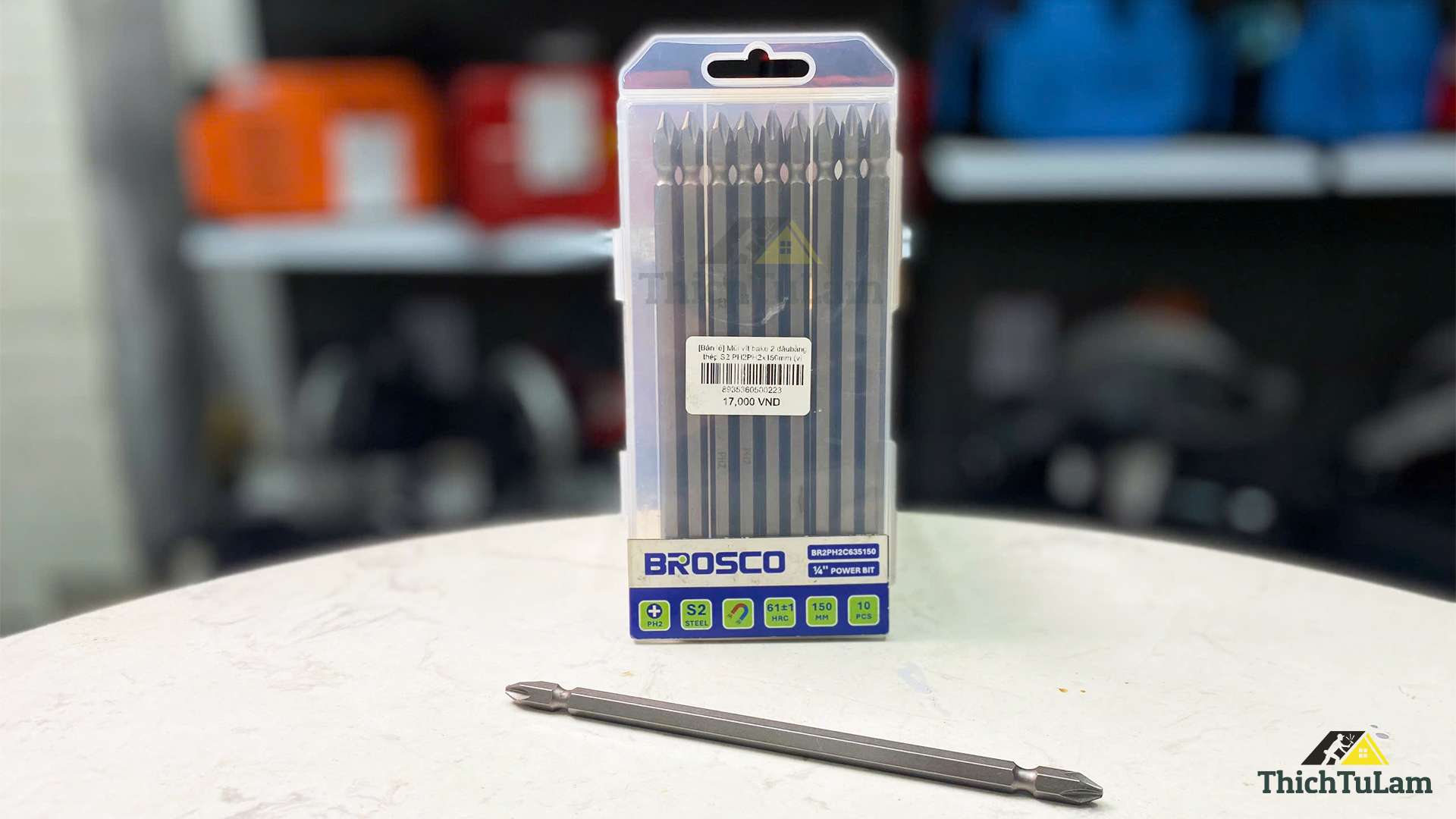 Mũi vít bake 2 đầu bằng thép S2 PH2PH2x150mm (vỉ 10 cái) Brosco BR2PH2C635150