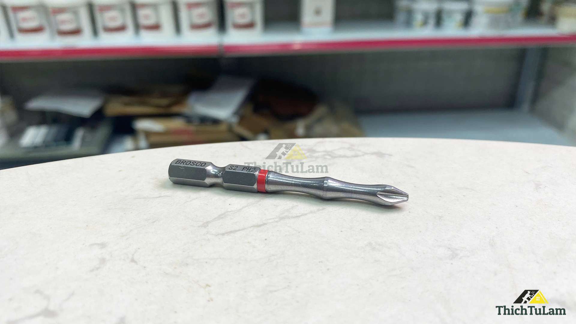 Mũi vít bake PH2 x 65mm bằng thép S2 (vỉ 10 cái) Brosco BRBPH2DT065