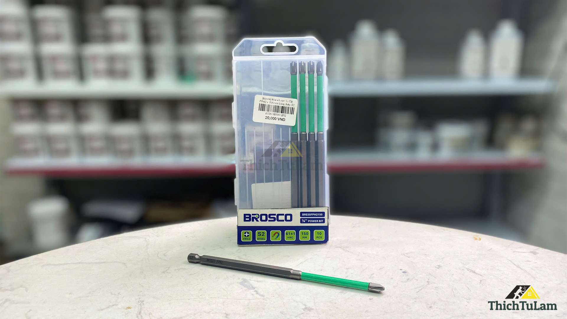Mũi vít vặn ốc CB FPH2 x 150mm bằng thép S2 (vỉ 10 cái) Brosco BRE55FPH2150