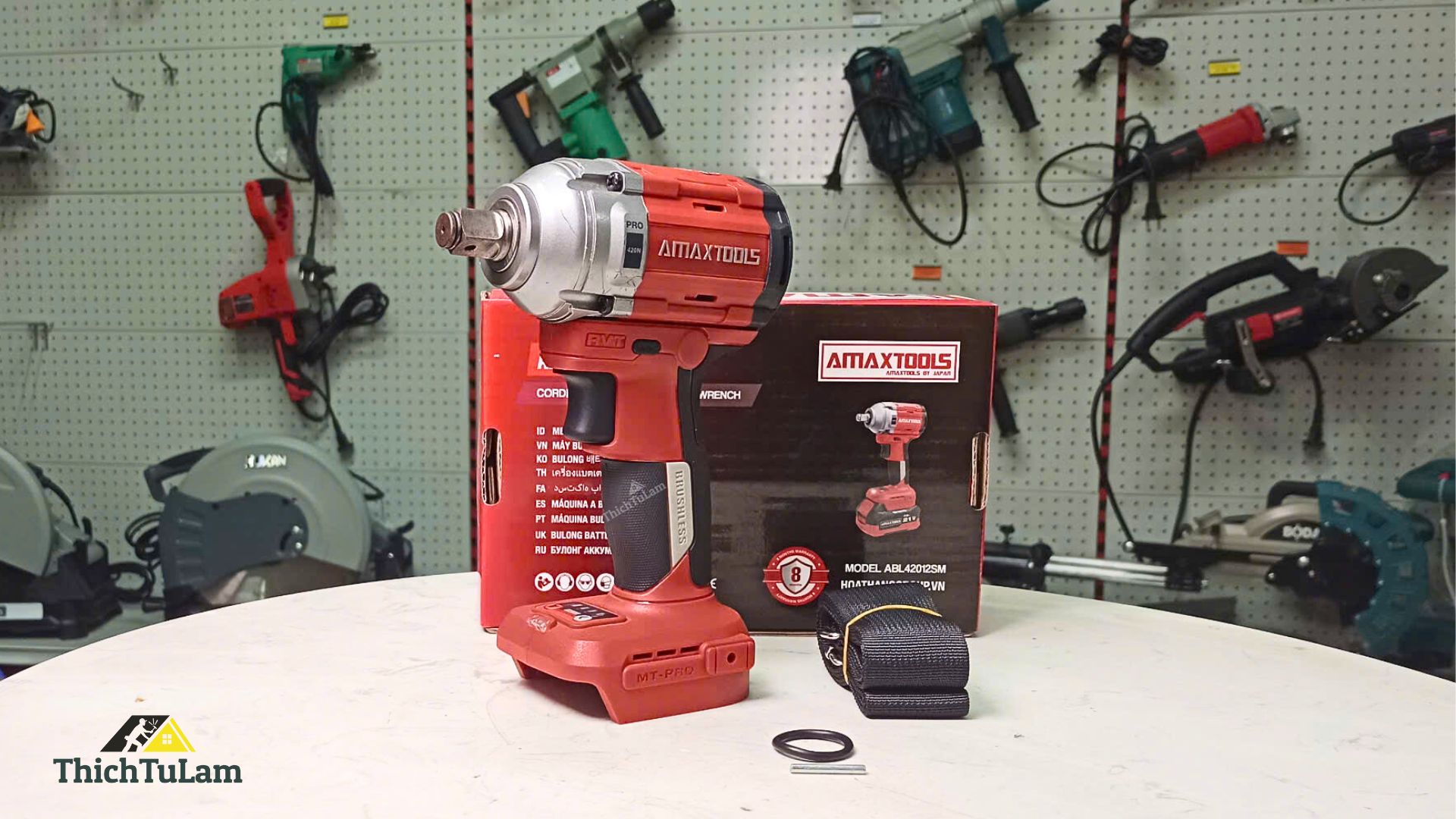 Thân máy bắn bu lông pin 420Nm M21 (đỏ) Amaxtools ABL42012SM