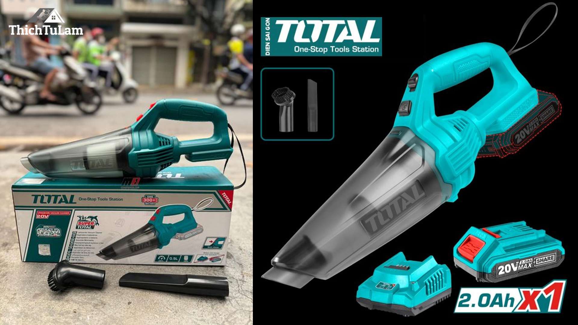 THÂN MÁY HÚT BỤI 0.5L DÙNG PIN LITHIUM-ION 20V TOTAL TVLI201261