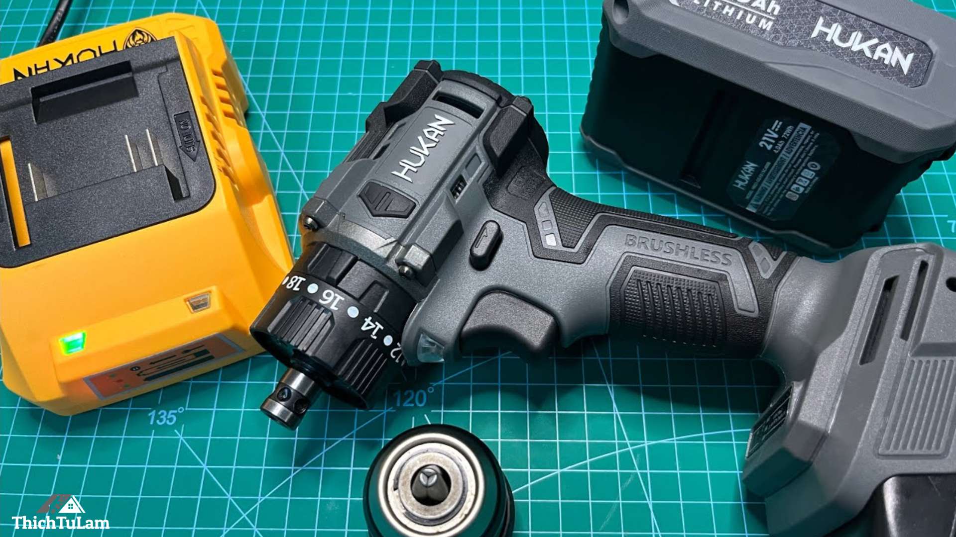 Thân máy khoan pin 21v đổi đầu Hukan HM21-G2KV1155Q-T