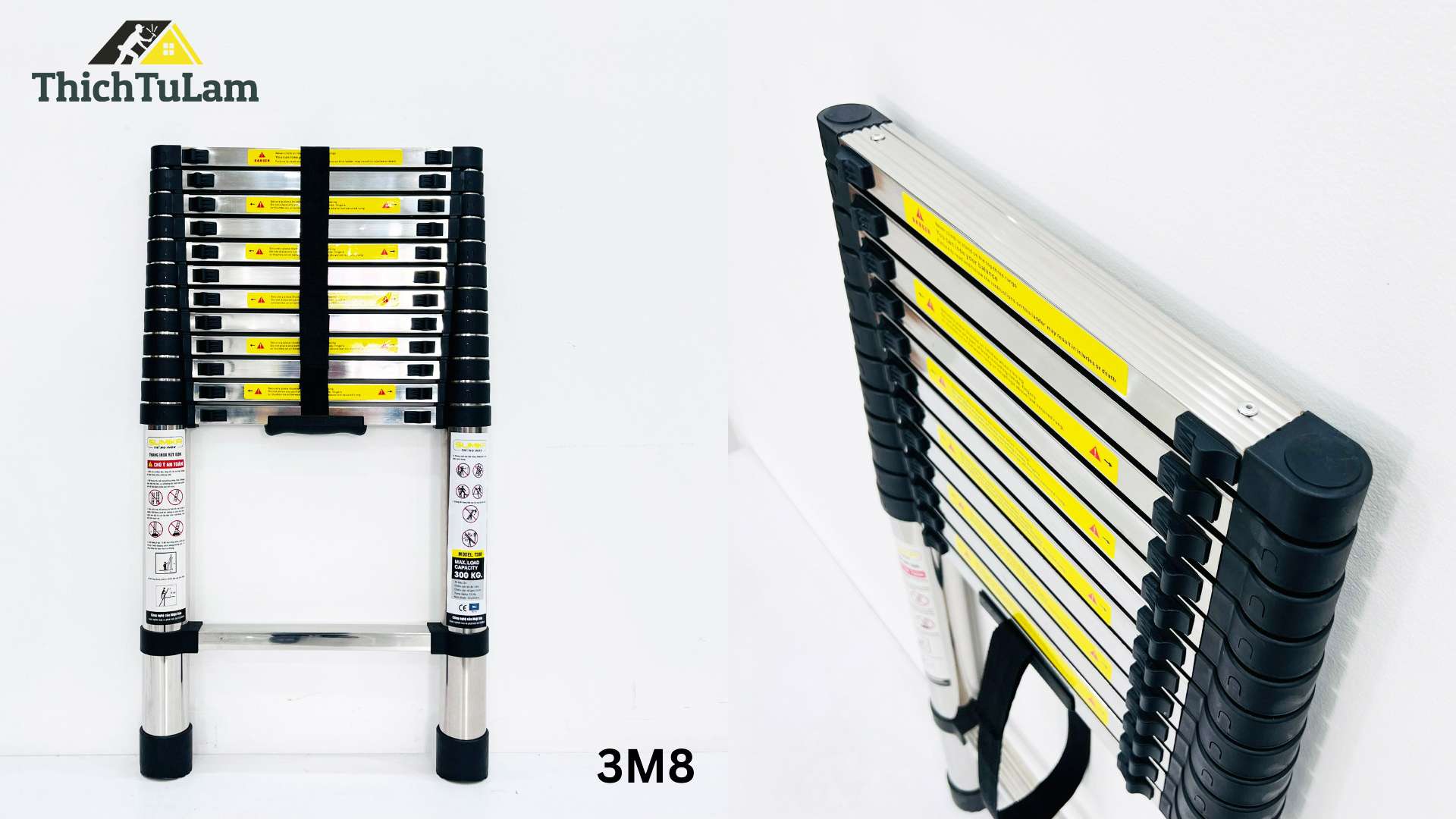 THANG RÚT ĐƠN INOX CAO 3.8M YBY PANCH T380-INOX