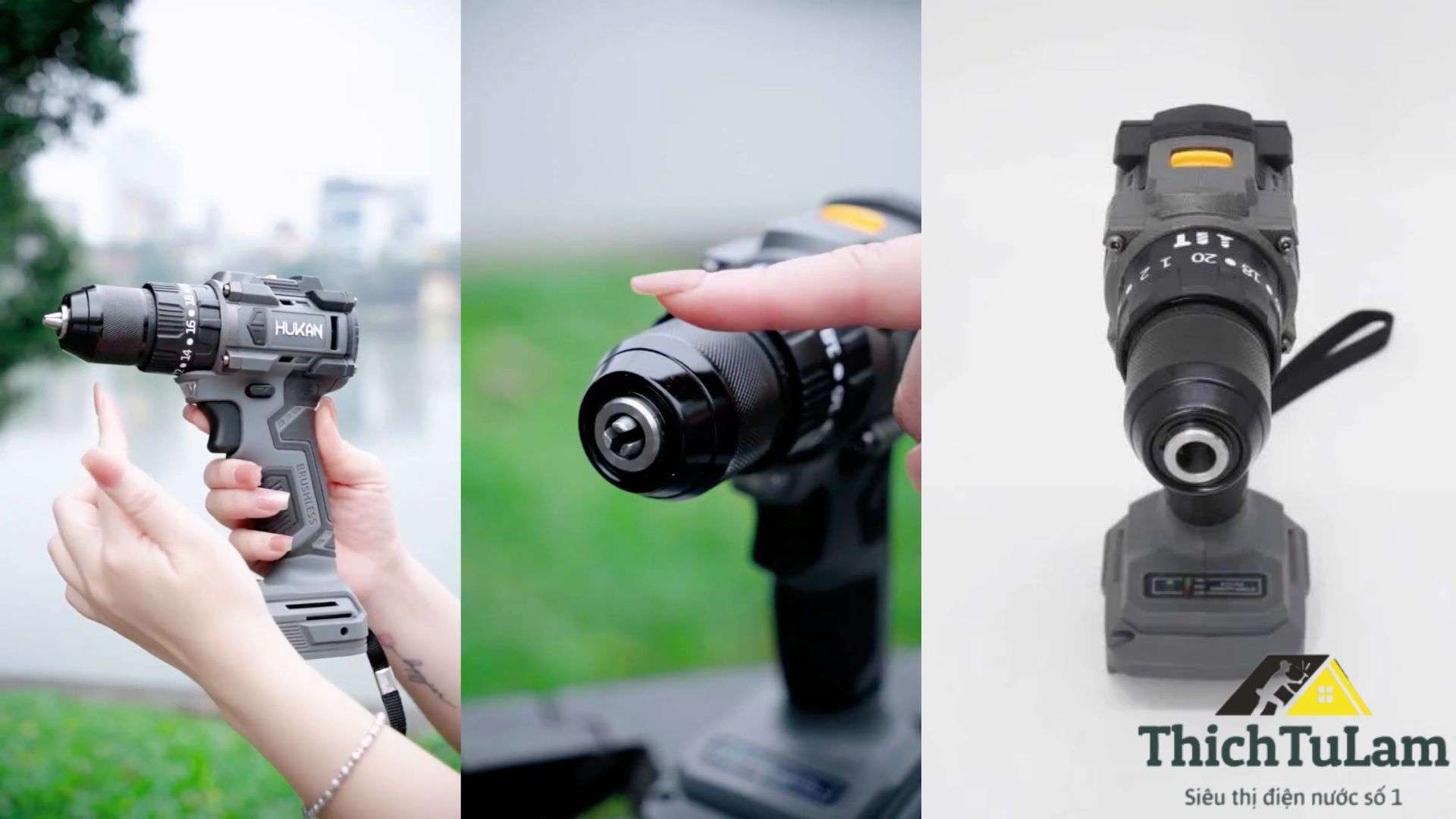 Đầu kẹp Thiết Kế Không Chứa Nhựa của máy khoan pin Hukan HM21-G2MK1065P