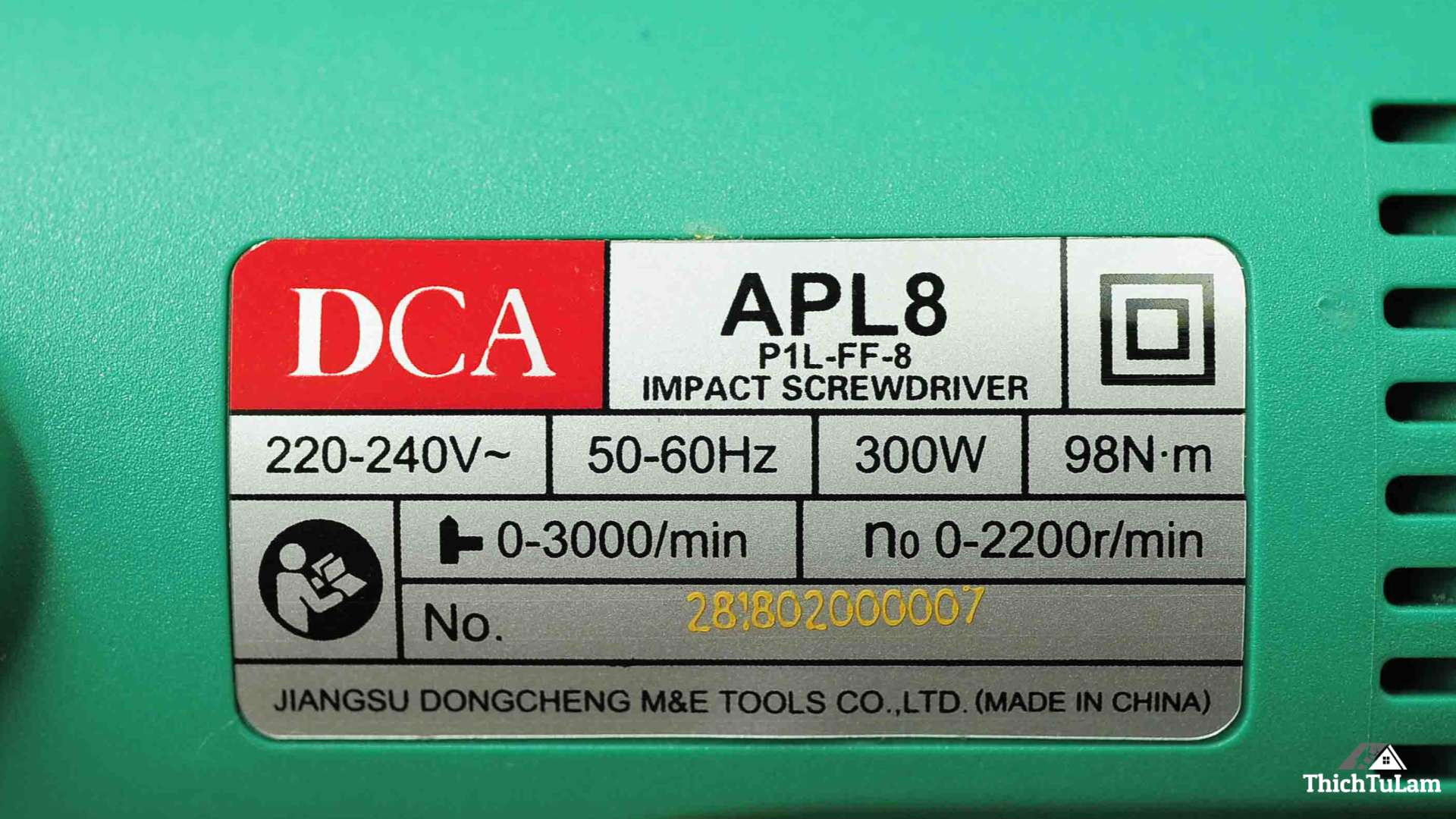 Thông số kỹ thuật Máy bắn vít tôn dùng điện 300W DCA APL8