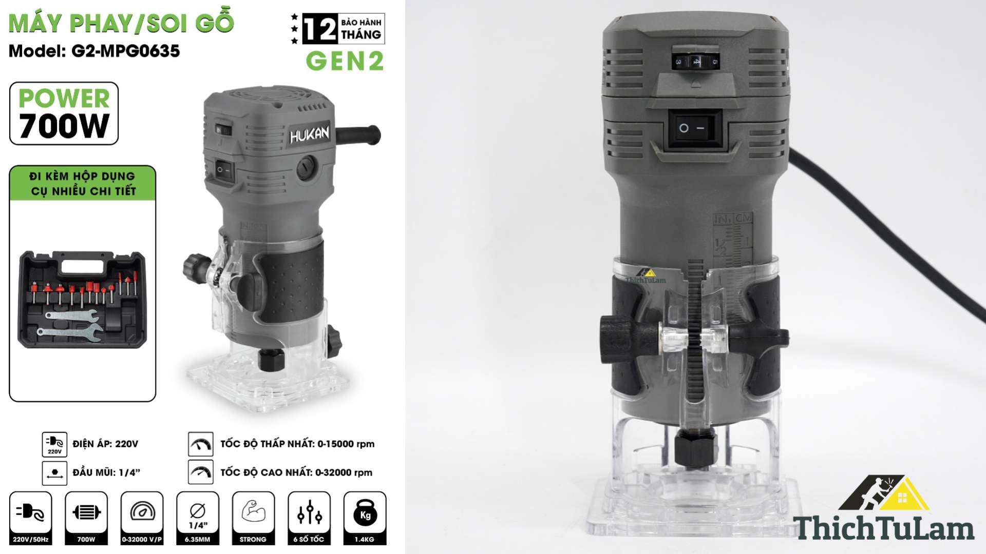 Thông số kỹ thuật Máy phay Hukan G2-MPG0635