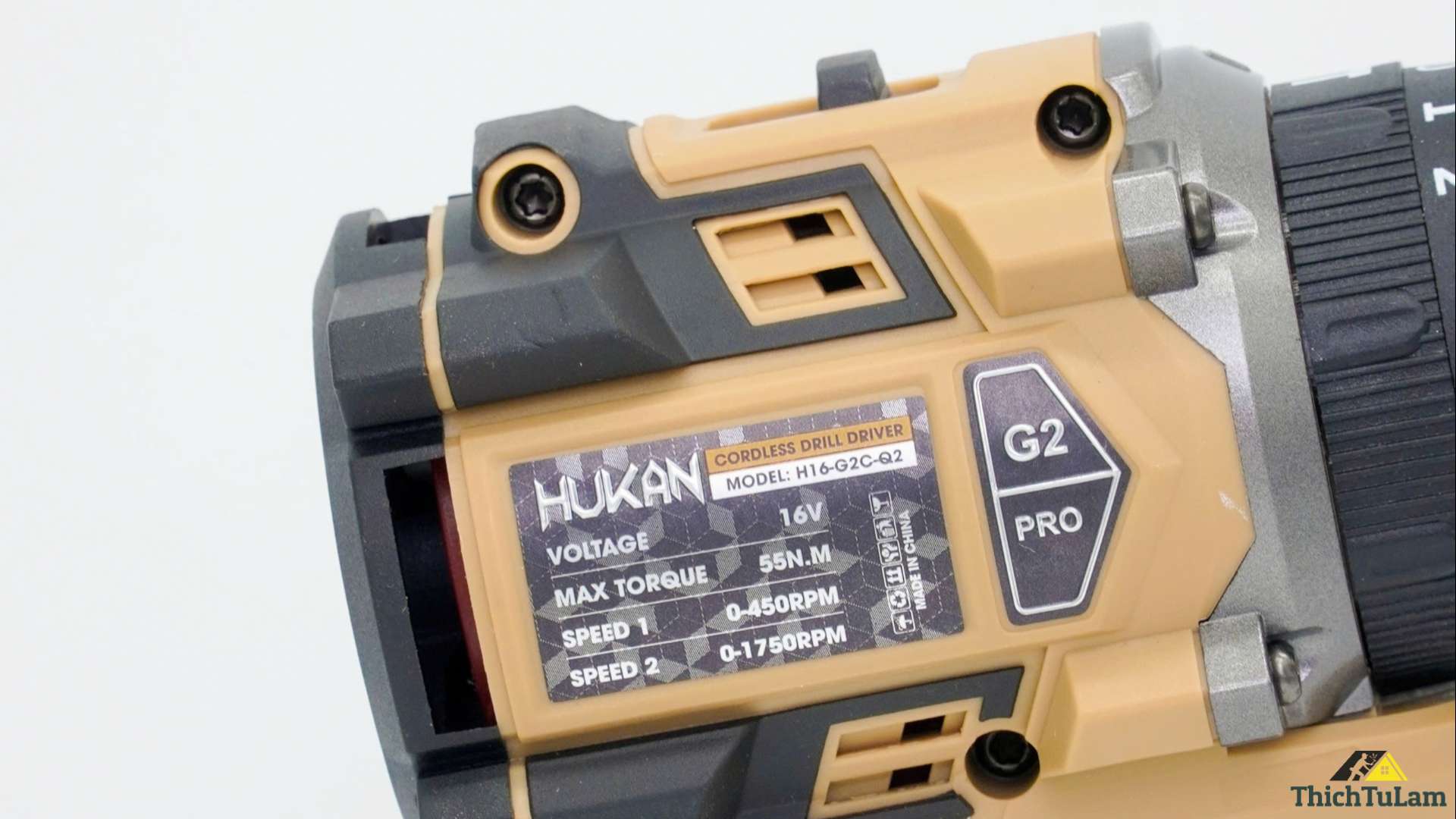 Thông số kỹ thuật Máy khoan pin 10mm ( có khóa trục) màu cà phê sữa 16V Gen 2 Hukan H16-G2C-Q2