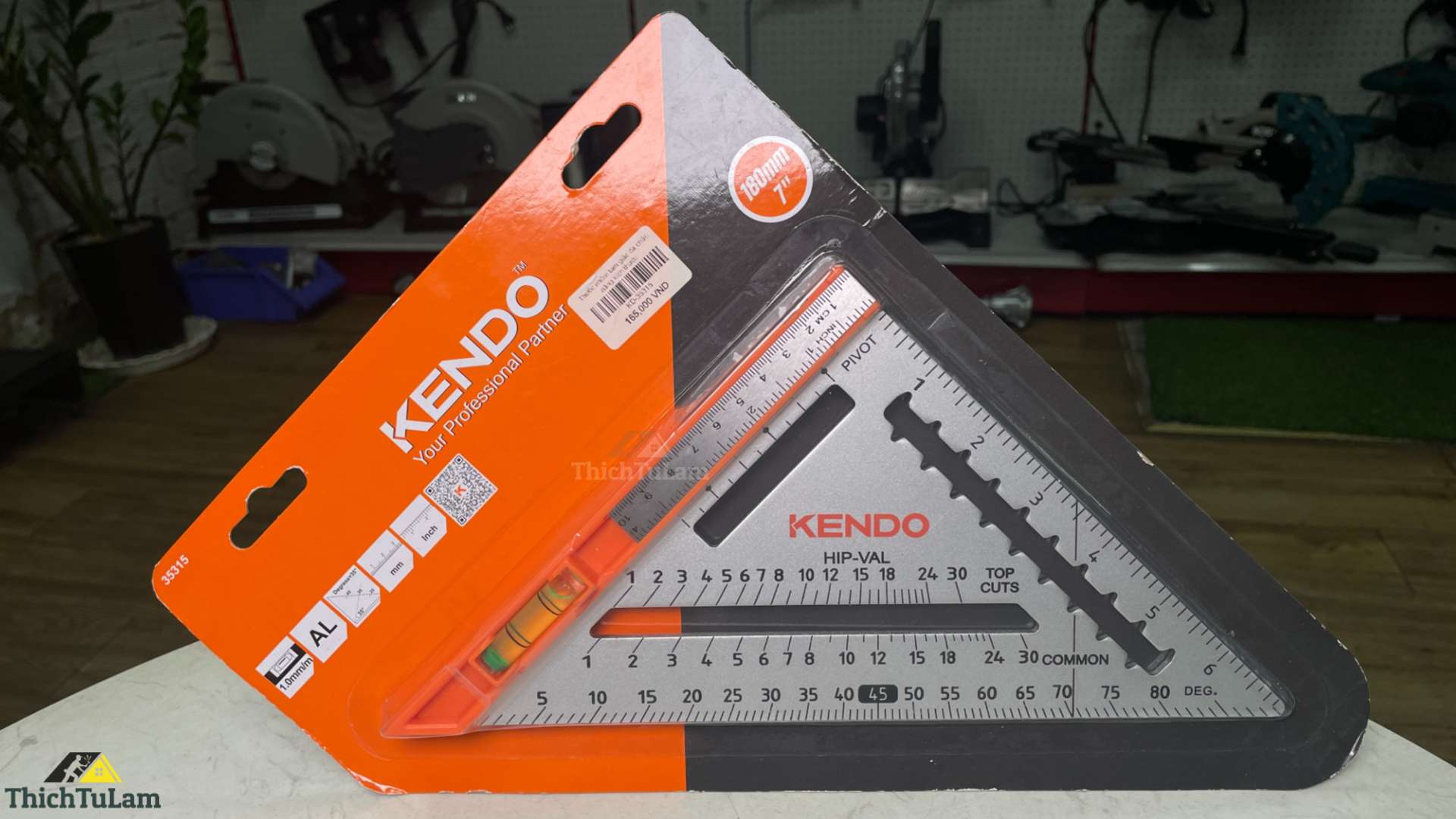 Thước nhôm tam giác đa chức năng 185mmx260mm/ 7inch Kendo 35315