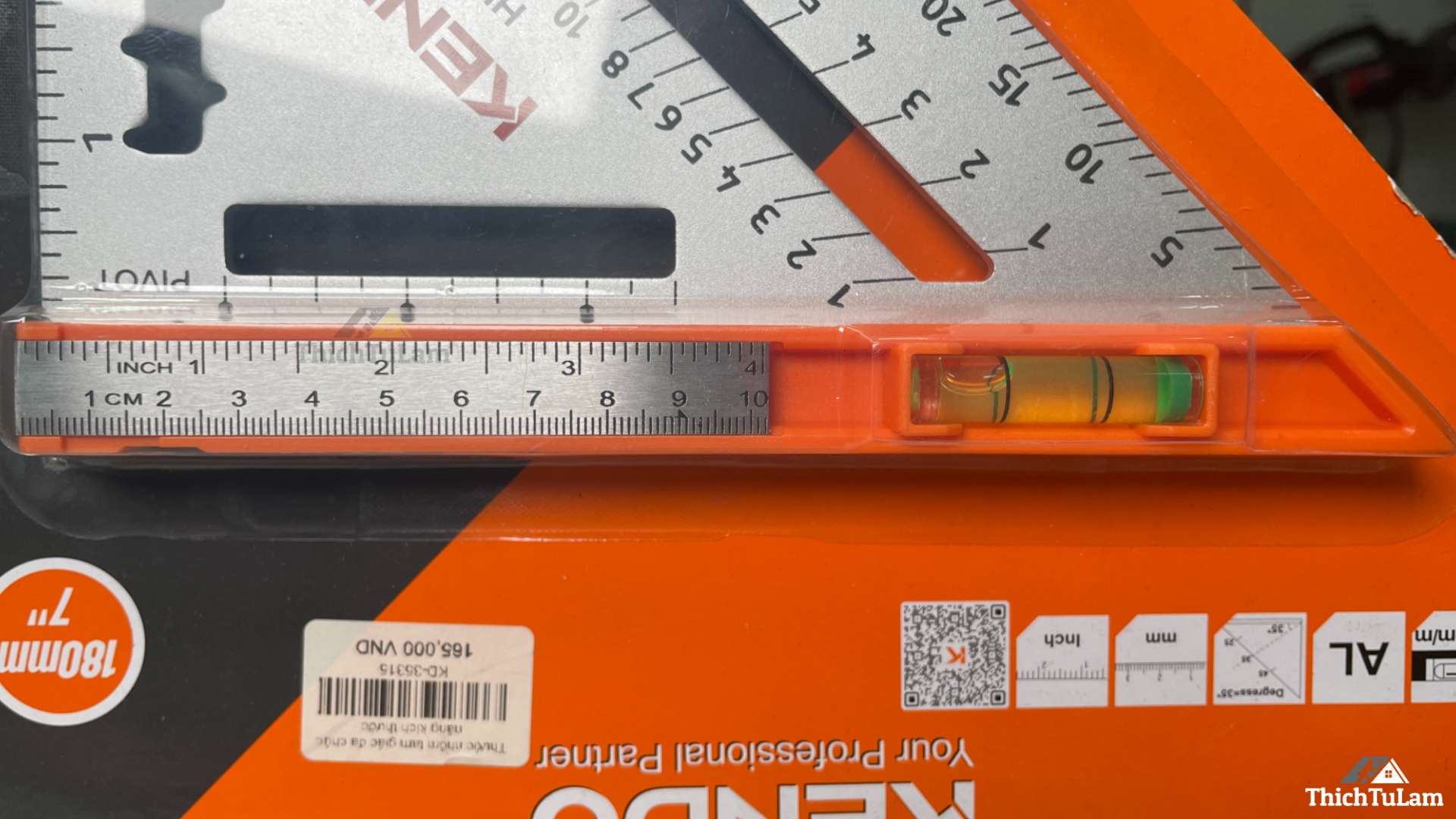 Thước nhôm tam giác đa chức năng 185mmx260mm/ 7inch Kendo 35315