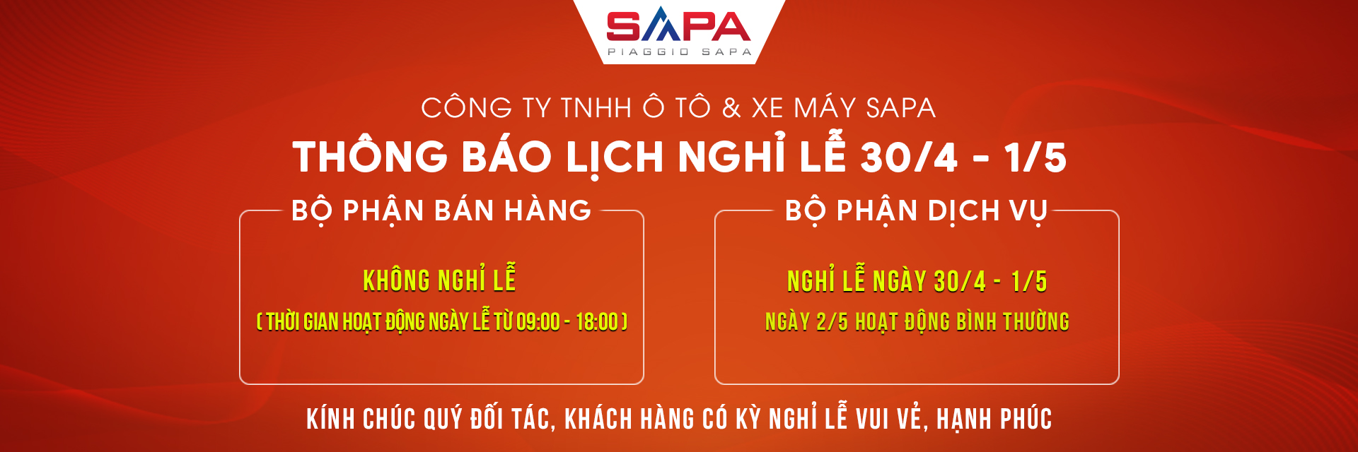 Thông báo nghĩ lễ 30-4