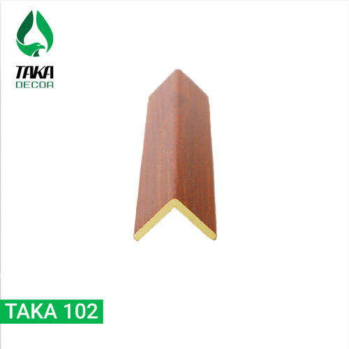 Nẹp V pvc vân gỗ sẫm - Nẹp góc dương pvc vân gỗ sẫm mã Taka 102