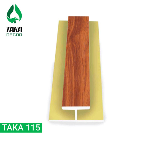 nẹp T pvc - nẹp trung gian pvc vân gỗ sẫm mã Taka 115