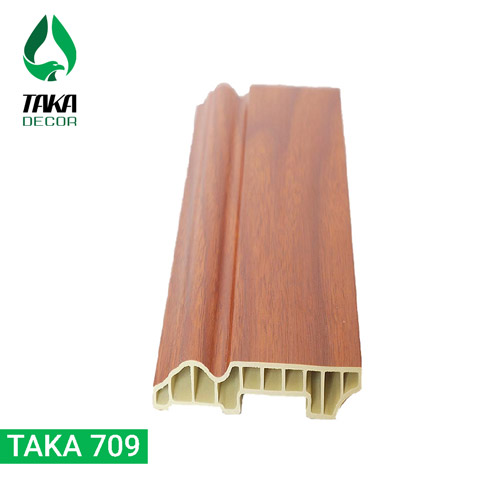 Phào chân tường pvc vân gỗ mã Taka 709