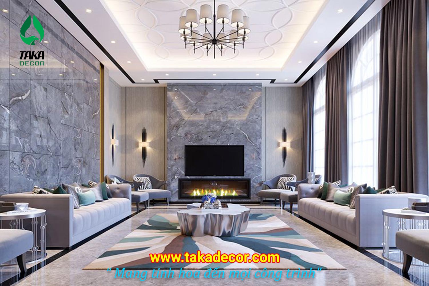 Top 15 mẫu công trình phòng khách | Tấm ốp tường nhựa PVC