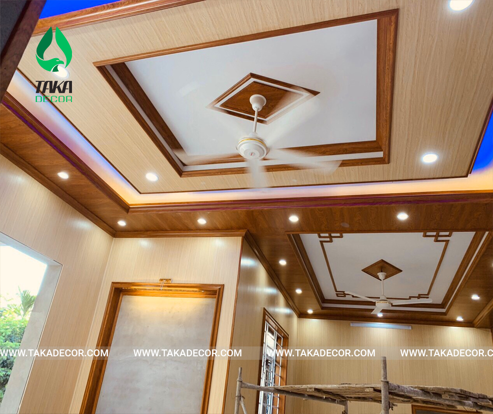 Công trình sử dụng tấm nhựa ốp tường pvc giả vân gỗ pơ mu mã Taka 052