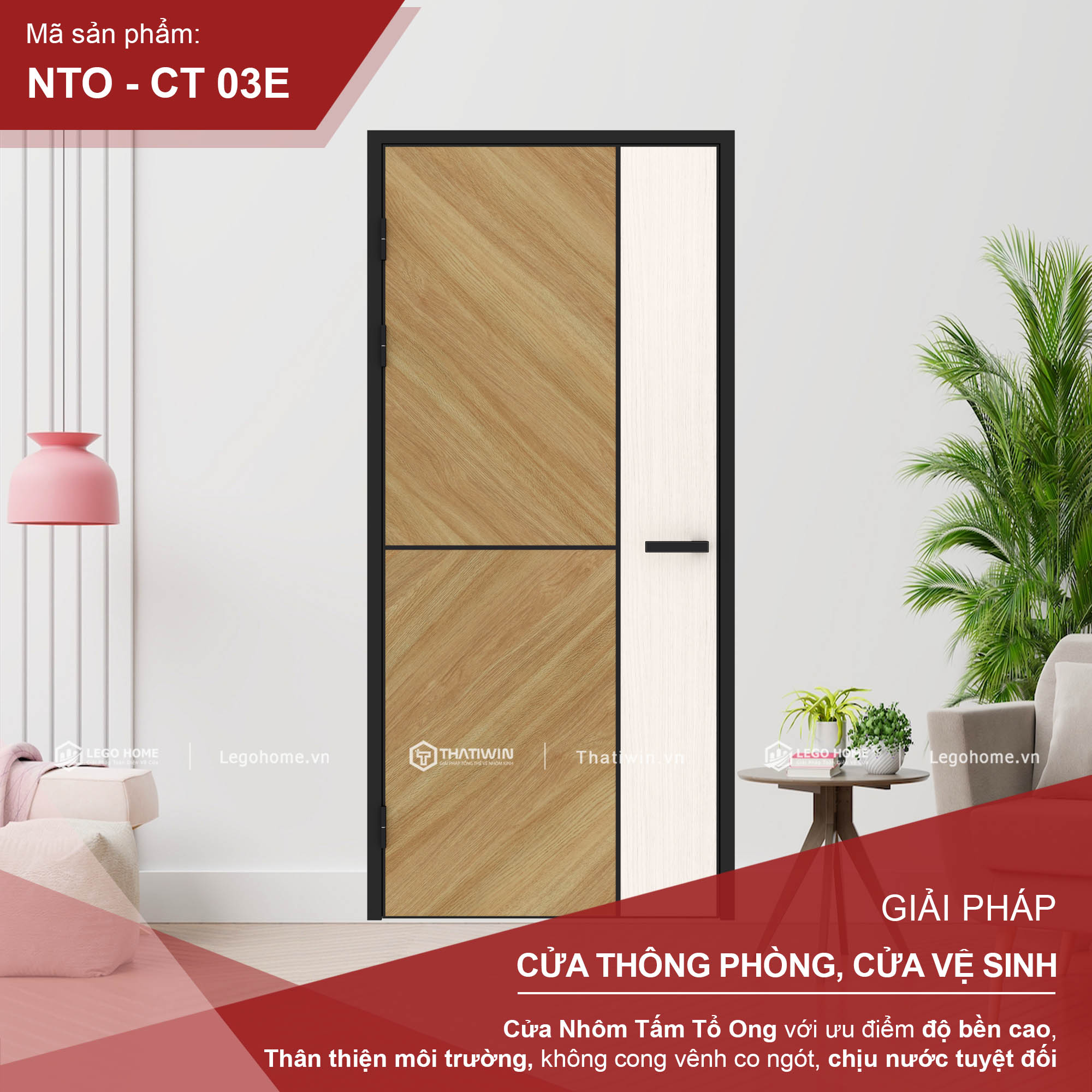 Cửa Nhôm Tấm Tổ Ong CT 03