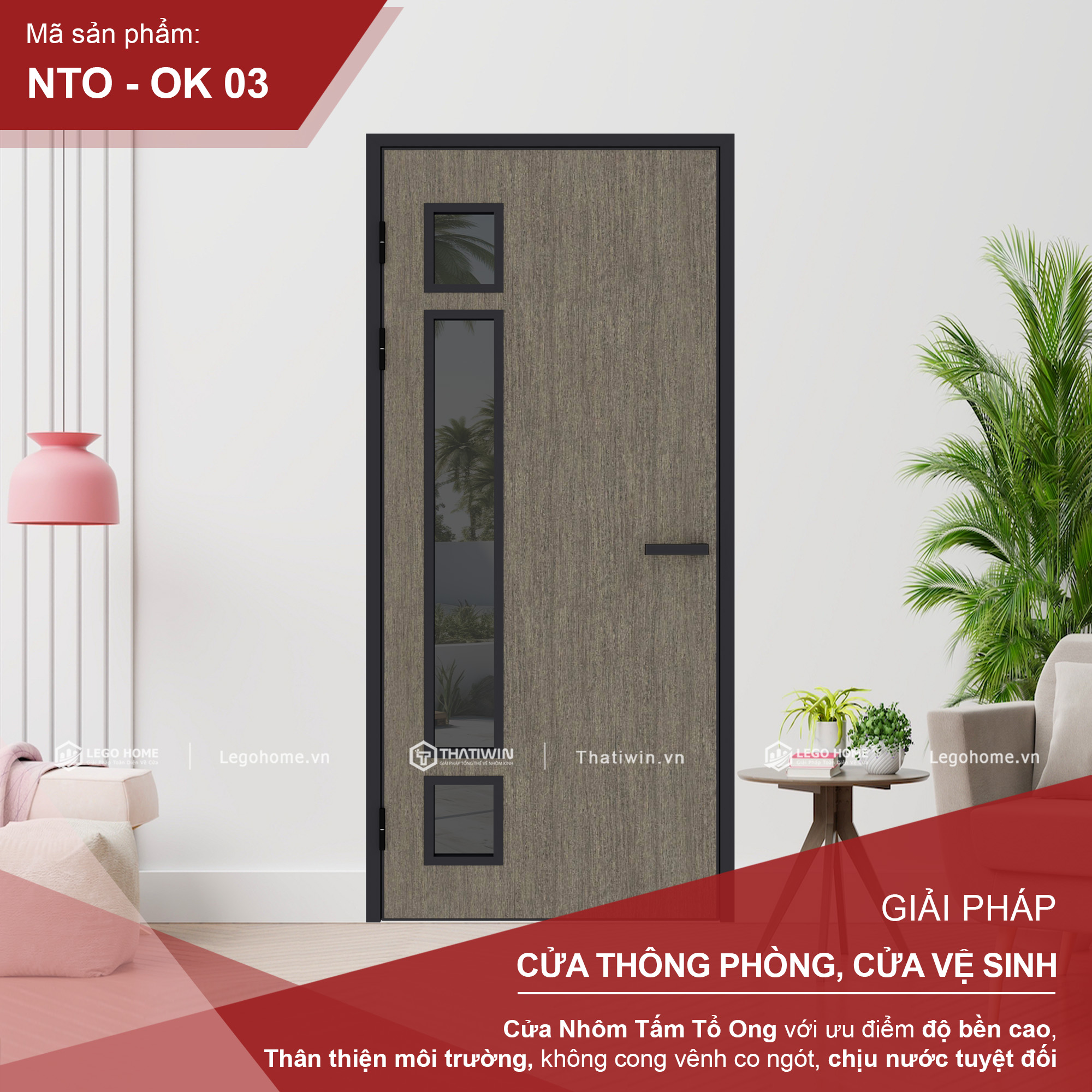 Cửa Nhôm Tấm Tổ Ong OK 03