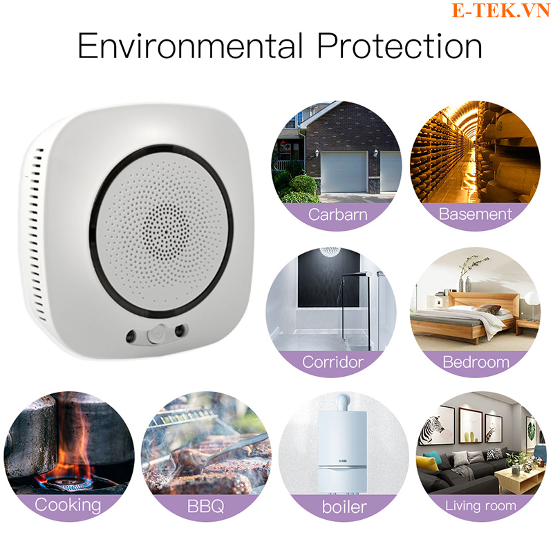 Cảm biến báo động rò rỉ khí Gas Wifi Tuya Moes WSS-S-GL được áp dụng rộng rãi cho Gia đình: