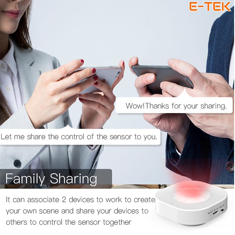 Cảm biến chuyển động WIFI Tuya Moes chia sẻ quyền điều khiển