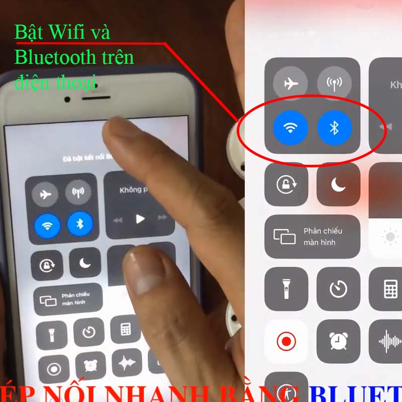 Bật bluetooth và wifi trên điện thoại cài đặt app tuyasmart