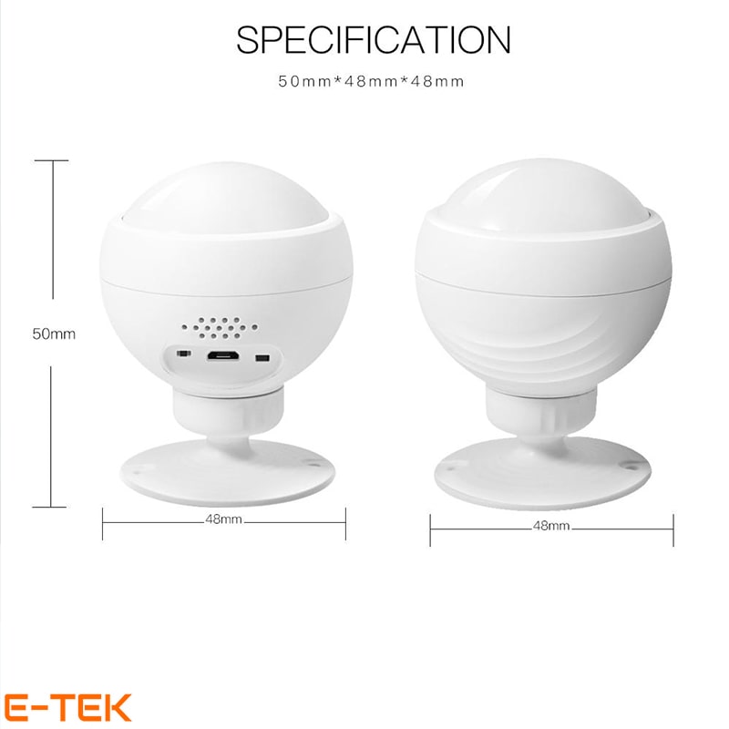 Cám biến báo động hồng ngoại PIR WIFI Tuya kích thước
