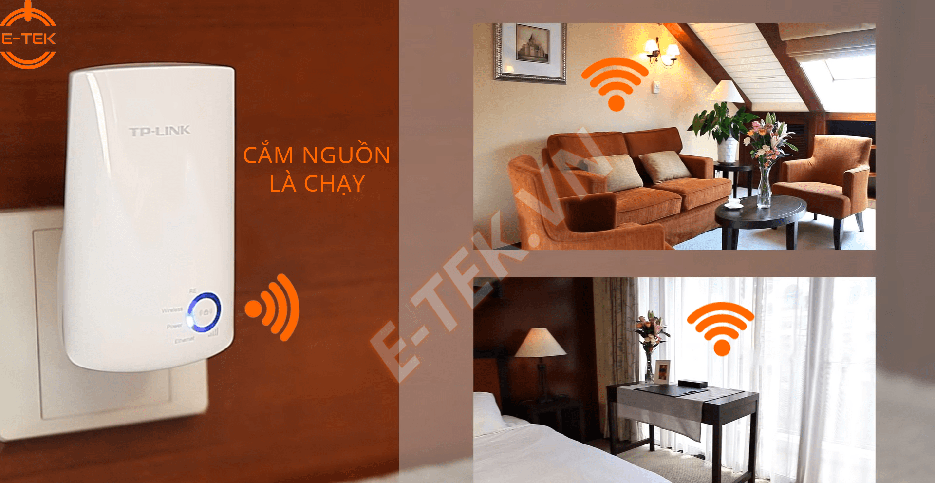 Bộ kích sóng WIFI TPlink TL-WA850RE chỉ cần cắm nguồn là chạy