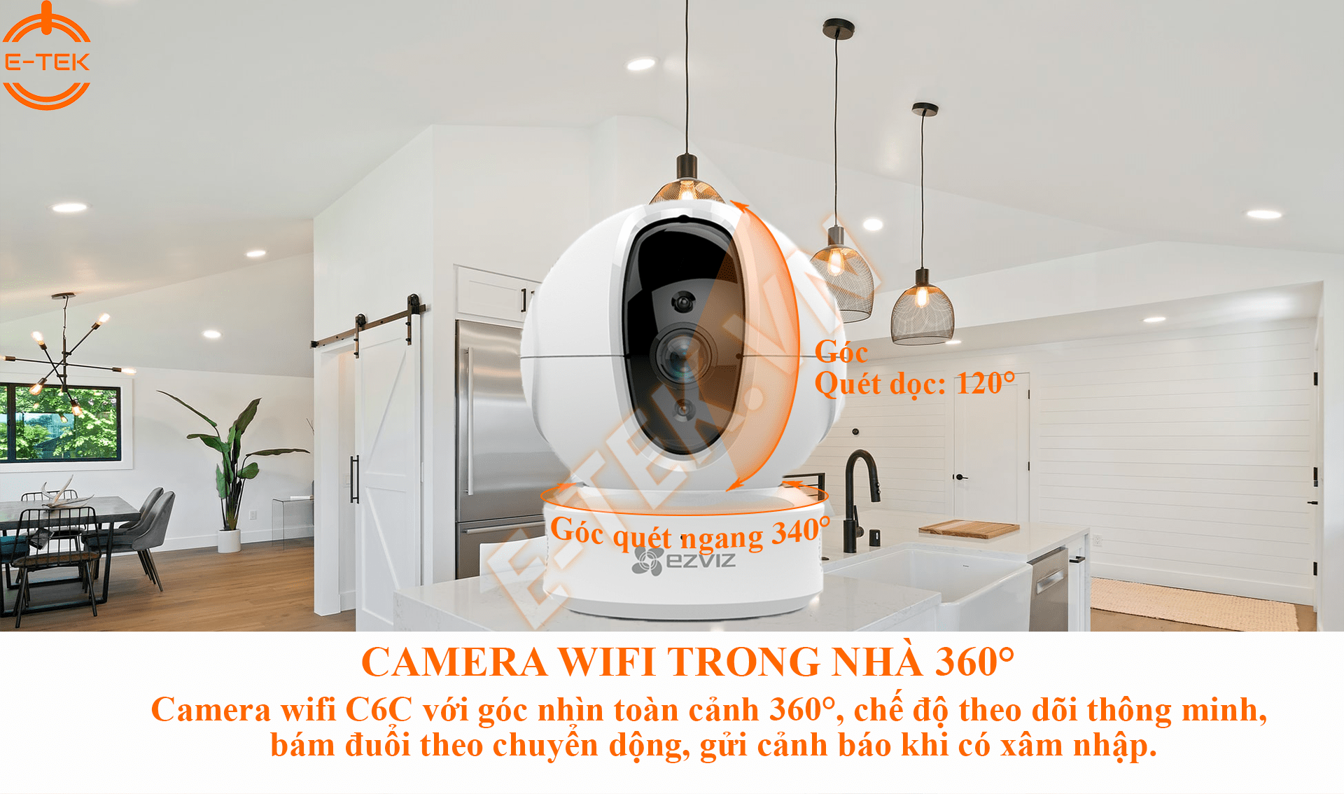 Camera IP WIFI 360 độ Ezviz C6CN giám át mọi chi tiết trong nhà bạn.