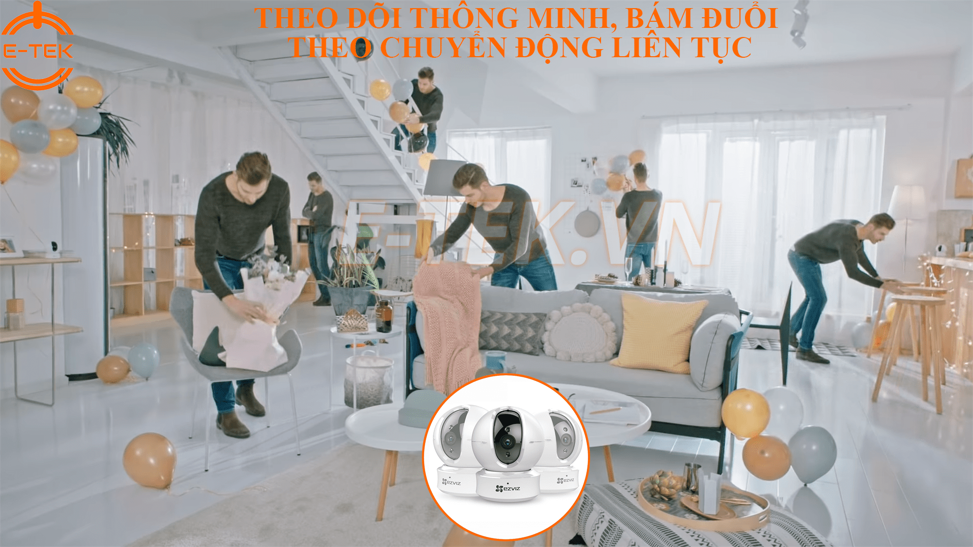 Tính năng bám đuổi theo chuyển động Camera IP WIFI 360 độ Ezviz C6CN