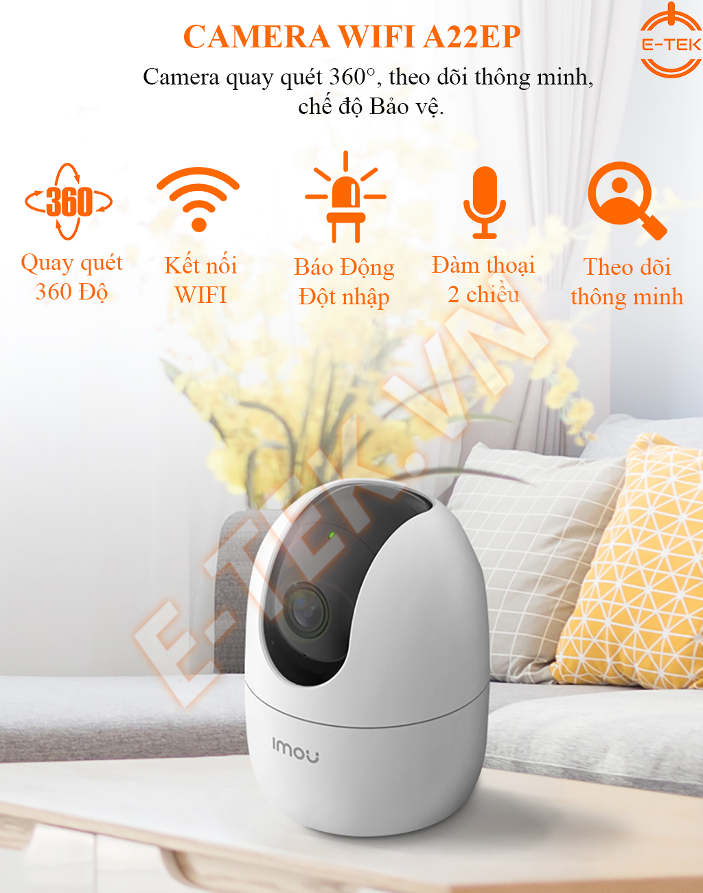 Camera WIFI 360 IMOU A22EP tính năng chính