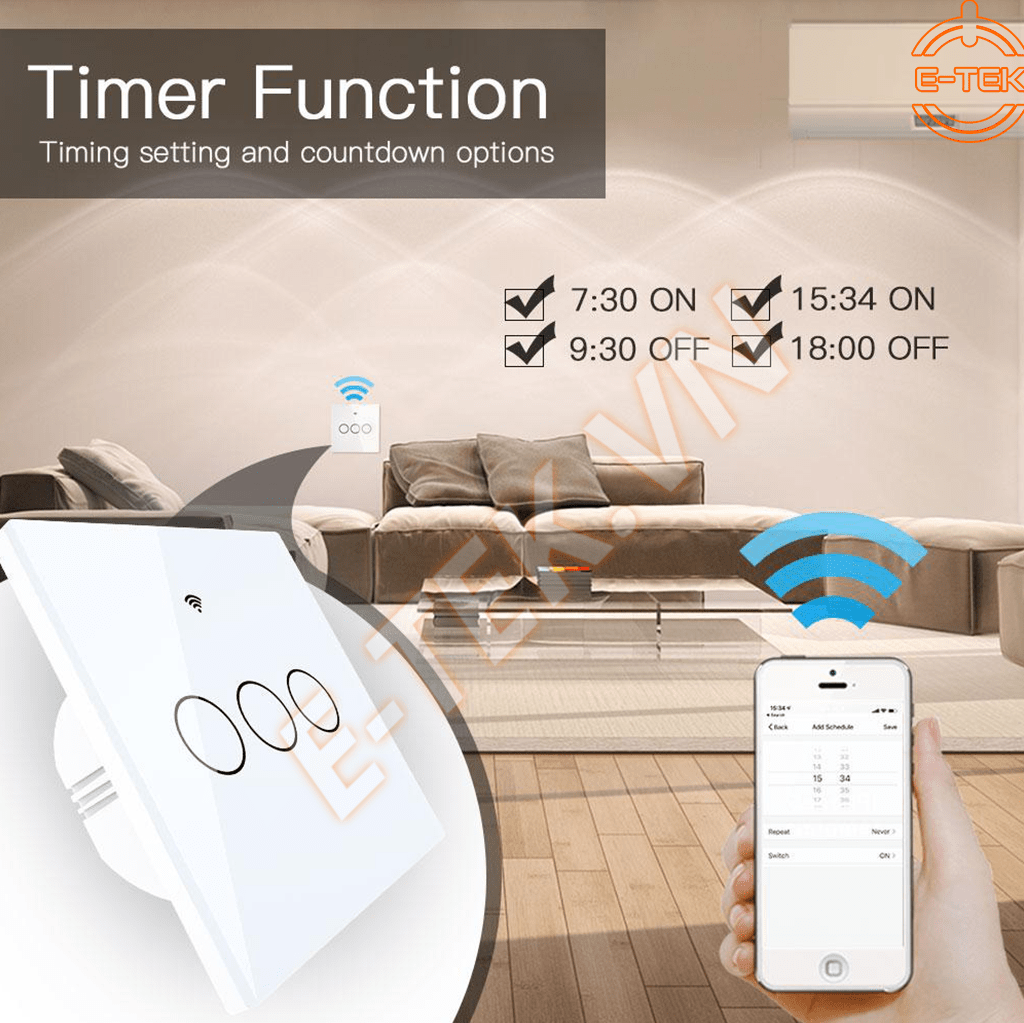 Công tắc cảm ứng WIFI TUYA hẹn giờ tắt bật