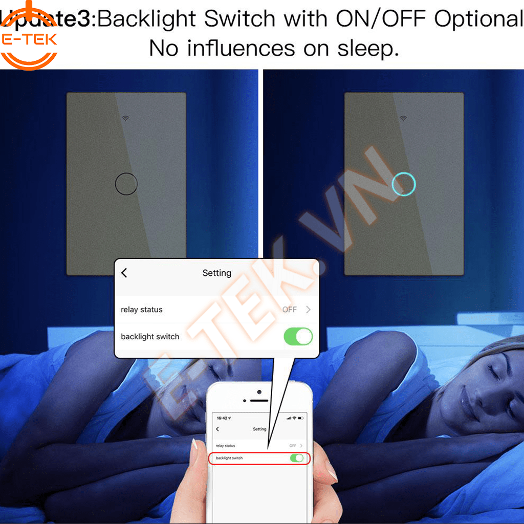 Công tắc thông minh TUYA cho phép bật tắt đèn chỉ thị