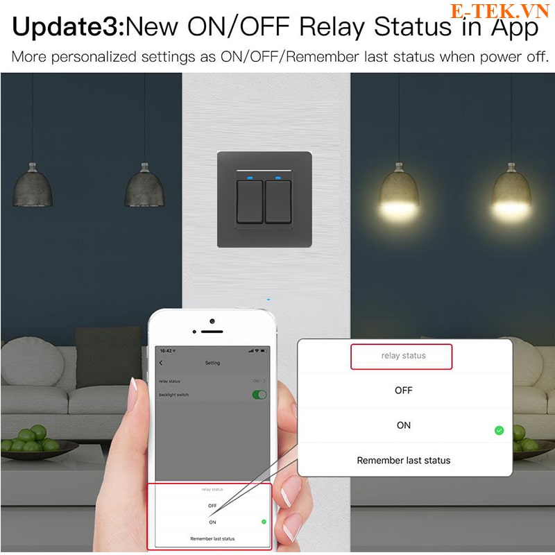 Công tắc TUYA Wifi thiết lập lưu trạng thái khi mất điện