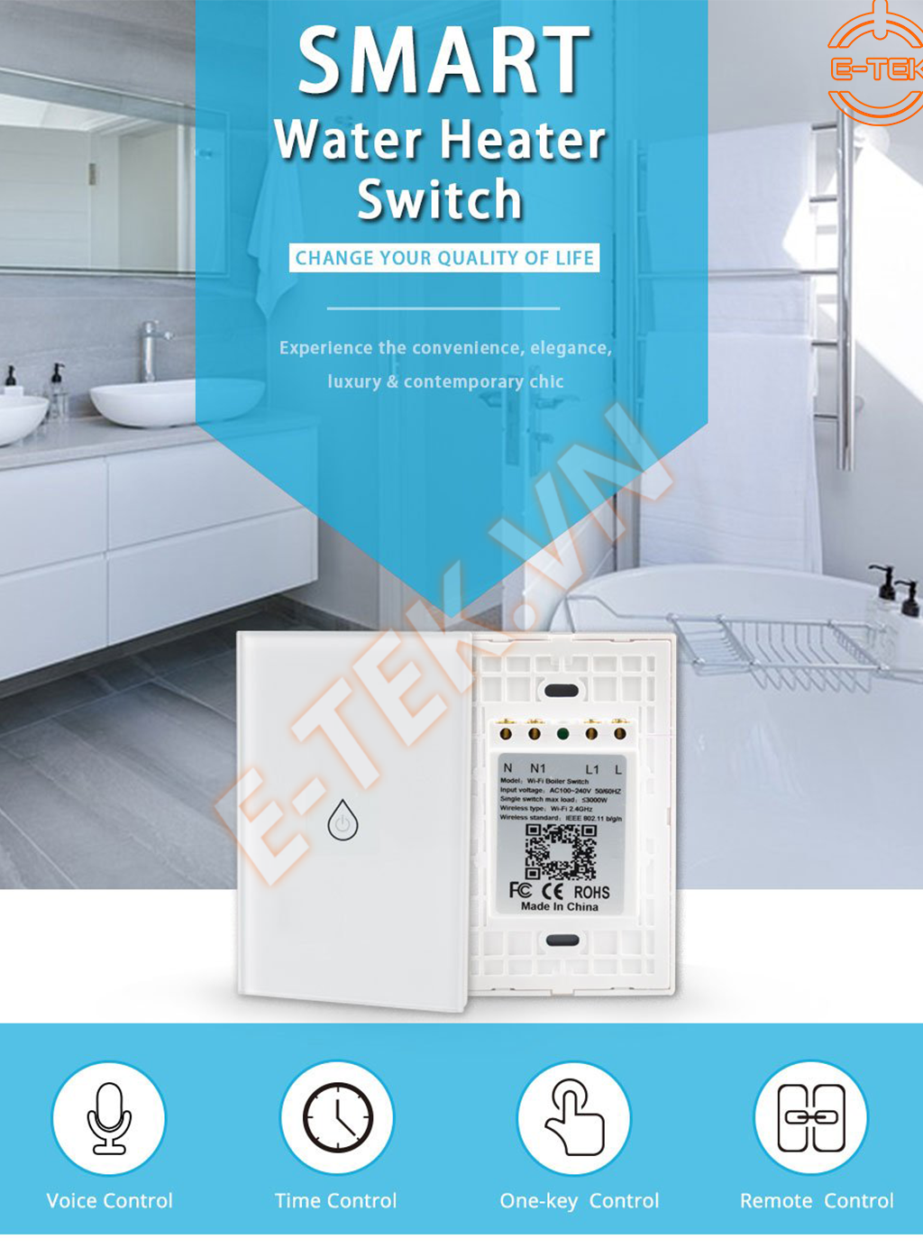 Công tắc nóng lạnh thông minh Wifi Tuya chia sẻ điều khiển