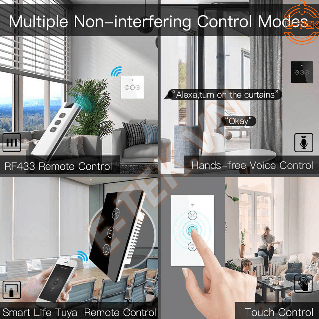 Công tắcđiều khiển RÈM thông minh TUYA  hỗ trợ nhiều phương thức điều khiển