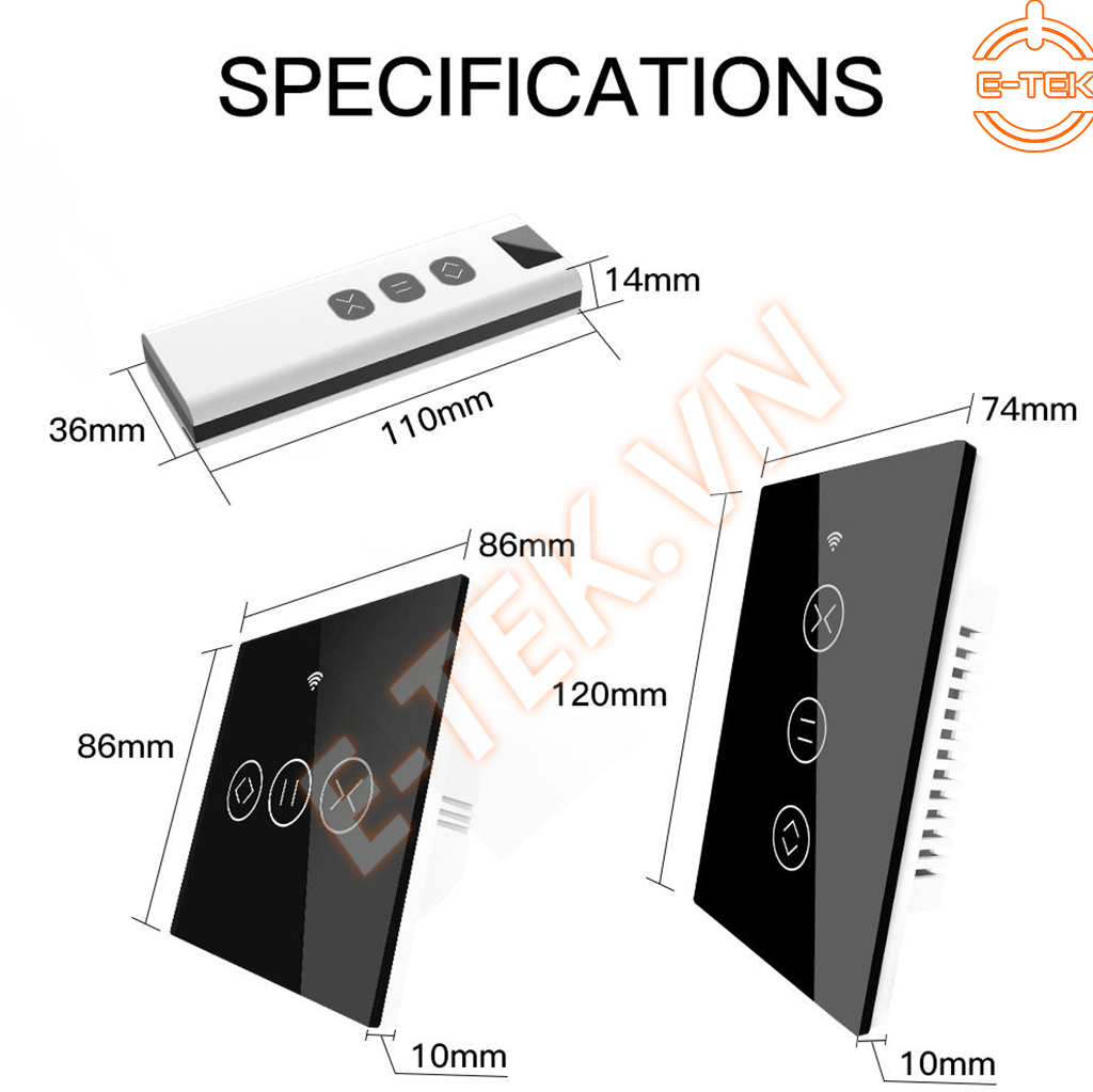 Công tắcđiều khiển RÈM thông minh TUYA  chi tiết vật lý