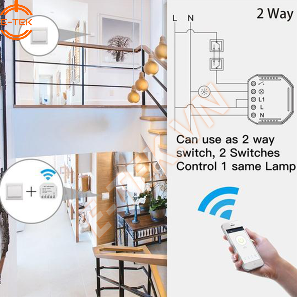 Công tắc thông minh MOSE MS-104 điều khiển đèn cầu thang đảo chiều